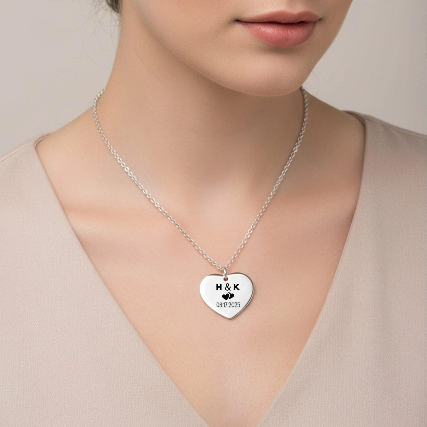 Custom Heartshaped Necklace Titanium Steel Valentine Gift Titanium Steel Personalized Love Necklace PrintToucan - PrintToucanValentine's Day Gifts