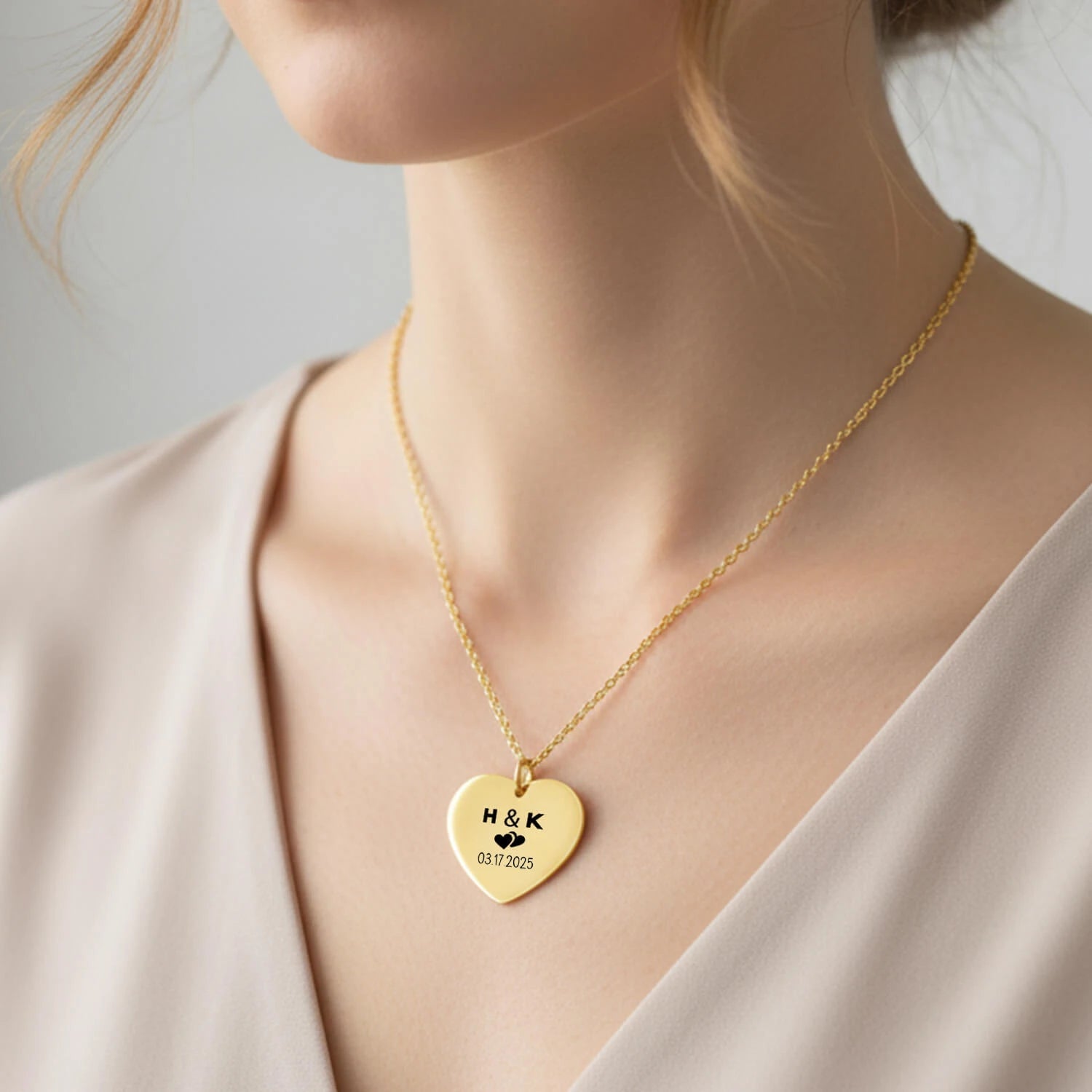 Custom Heartshaped Necklace Titanium Steel Valentine Gift Titanium Steel Personalized Love Necklace PrintToucan - PrintToucanValentine's Day Gifts