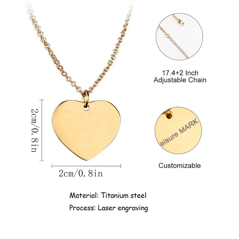 Custom Heartshaped Necklace Titanium Steel Valentine Gift Titanium Steel Personalized Love Necklace PrintToucan - PrintToucanValentine's Day Gifts