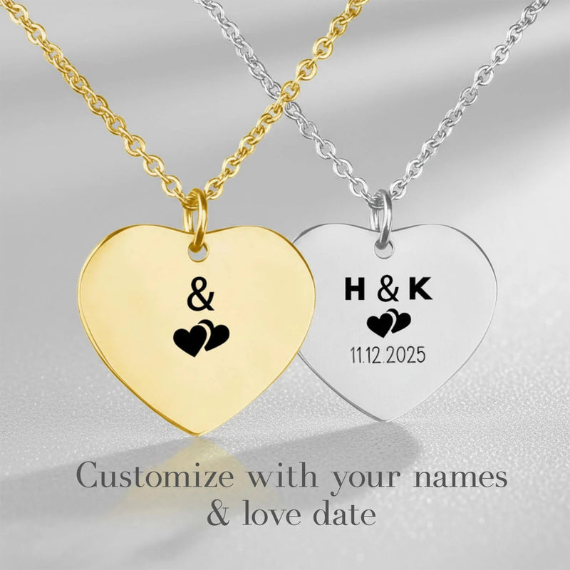 Custom Heartshaped Necklace Titanium Steel Valentine Gift Titanium Steel Personalized Love Necklace PrintToucan
