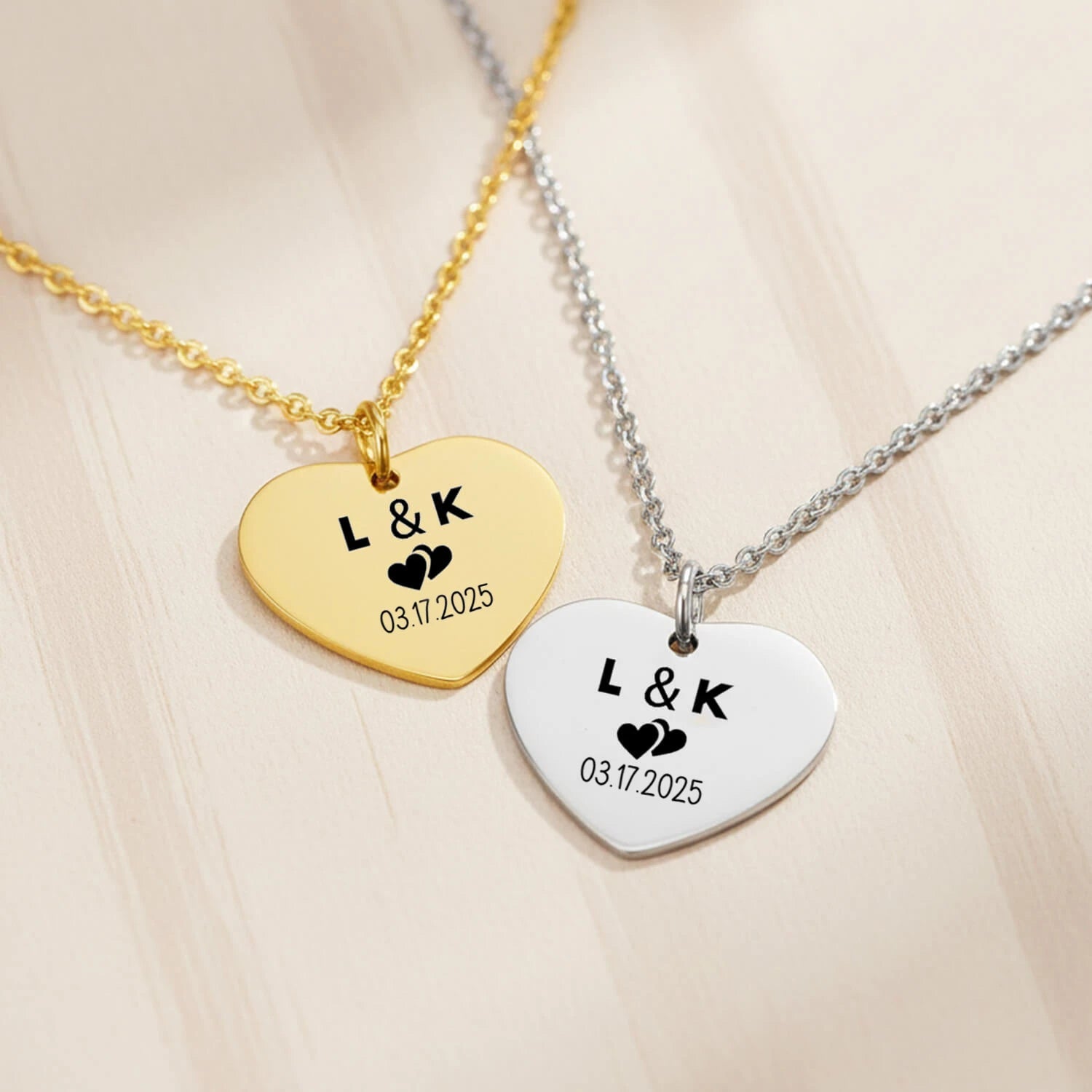 Custom Heartshaped Necklace Titanium Steel Valentine Gift Titanium Steel Personalized Love Necklace PrintToucan - PrintToucanValentine's Day Gifts