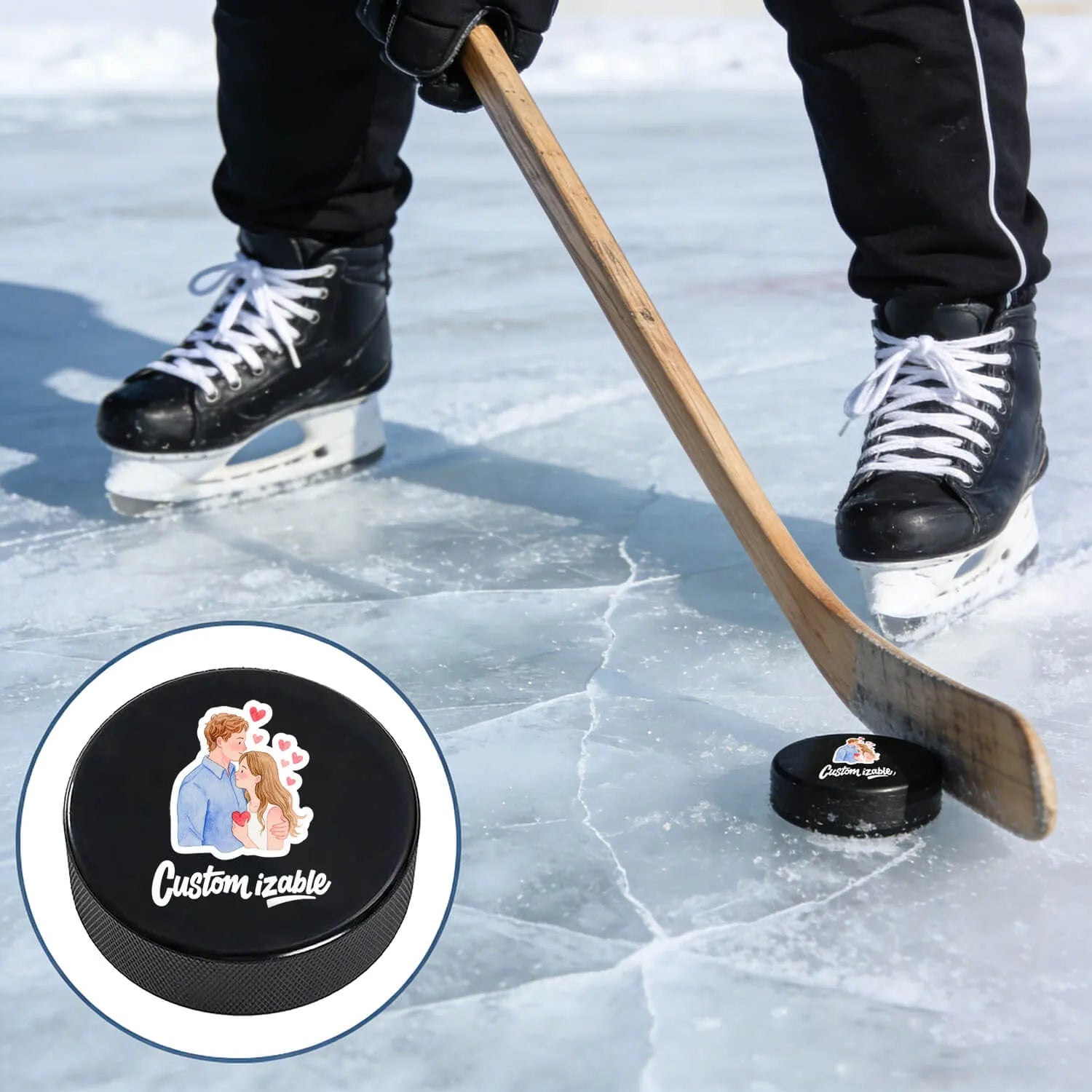 Custom Ice Hockey Valentine’s Day Rubber Personalized Image Text Ice Hockey PrintToucan - PrintToucanValentine's Day GiftsPrinttoucan-13.8x15.7inch（35x40）cm-8