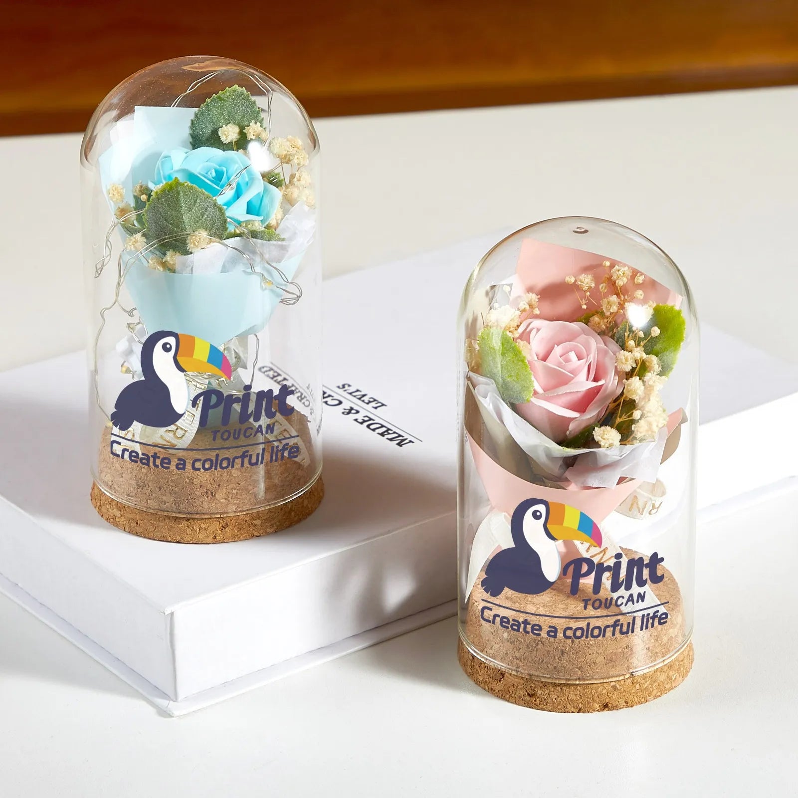 Custom Immortal Flowers Glass Cover Ornaments Valentine's Day Gifts Glass Dried Flowers Custom Photo Text PrintToucan - PrintToucanValentine's Day GiftsPrinttoucan-13.8x15.7inch（35x40）cm