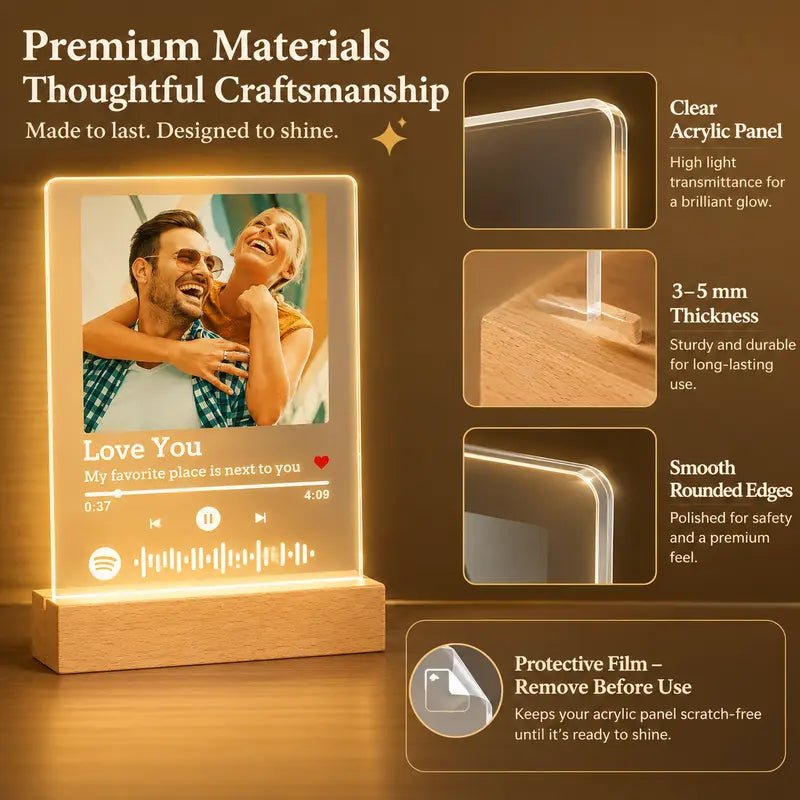 Custom Instagram Post-Style Night Light – Personalized Couple Photo Acrylic Plaque Gift - PrintToucanValentine's Day Gifts