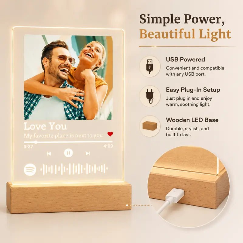 Custom Instagram Post-Style Night Light – Personalized Couple Photo Acrylic Plaque Gift - PrintToucanValentine's Day Gifts