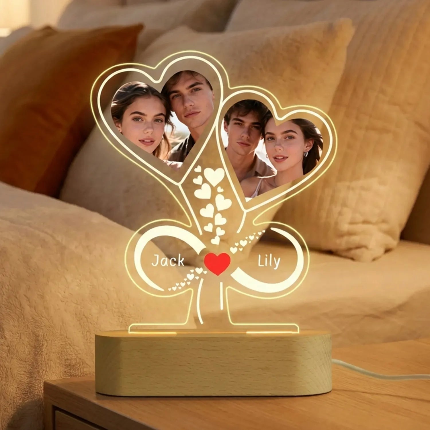 Custom Love Heart Night Light Valentine’s Day Acrylic Photo Night Light Personalized Picture Text PrintToucan - PrintToucanValentine's Day Gifts