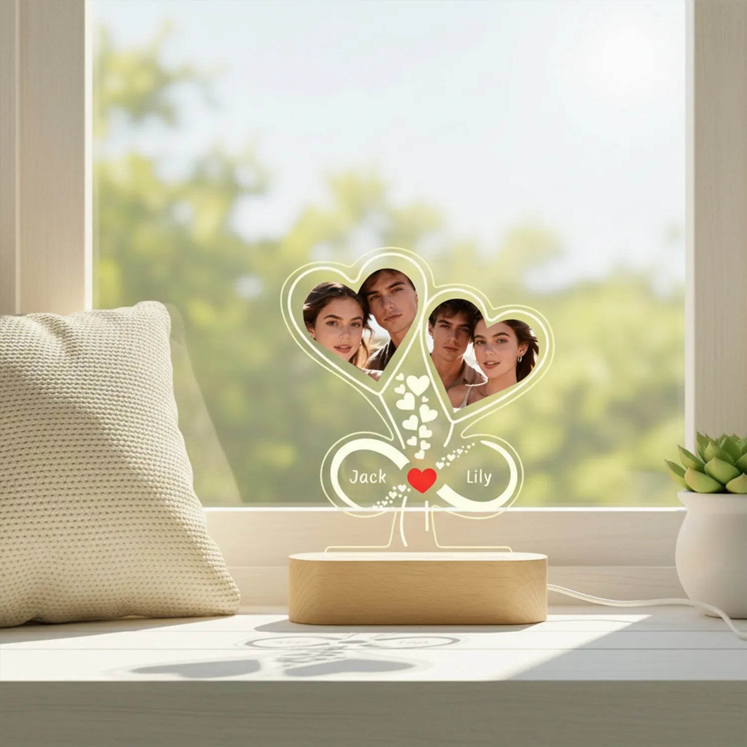 Custom Love Heart Night Light Valentine’s Day Acrylic Photo Night Light Personalized Picture Text PrintToucan - PrintToucanValentine's Day Gifts