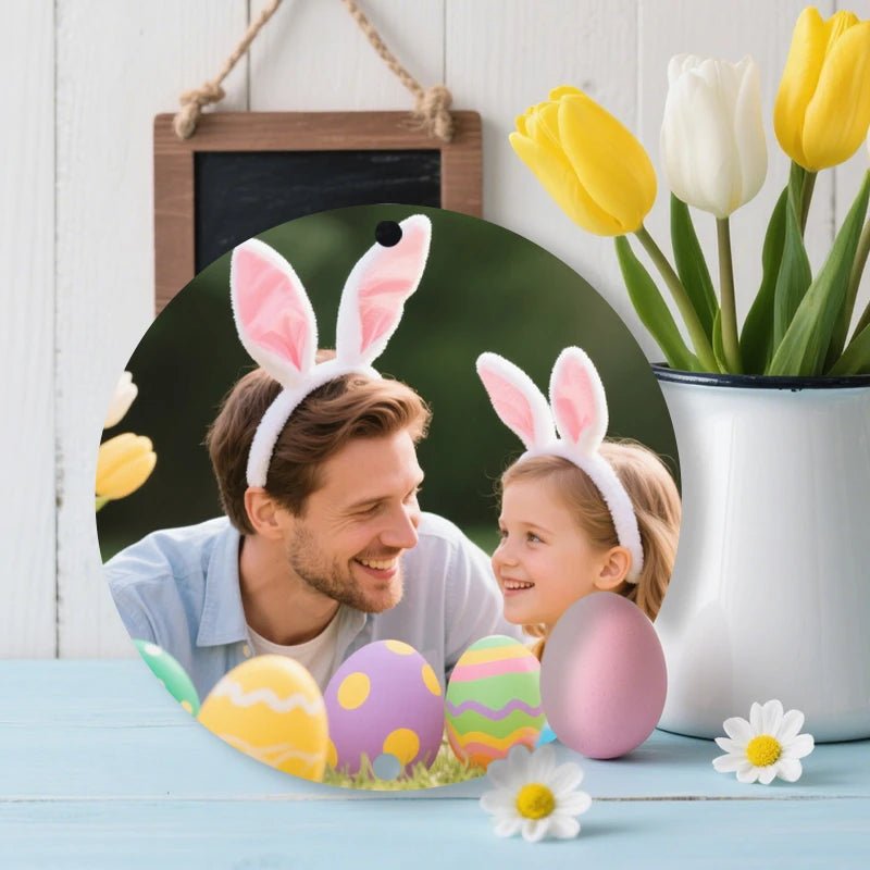 photo prints Custom Metal Tin Sign Photo Upload Easter Theme PrintToucan