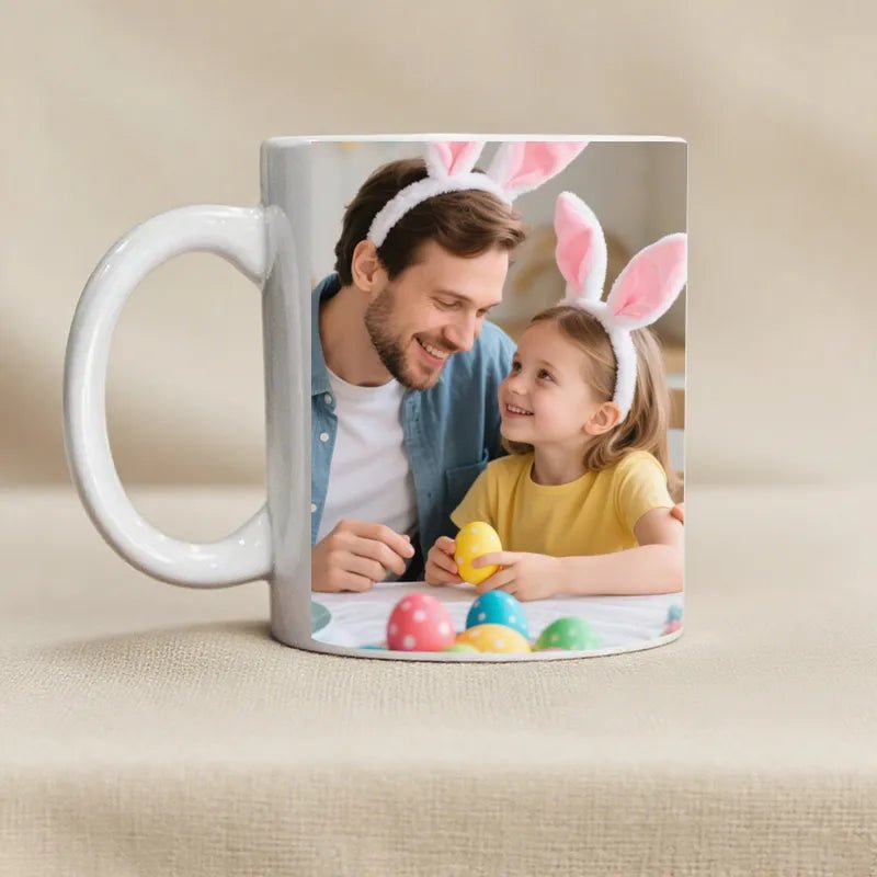 Custom mug 12oz Easter gift with photo upload PrintToucan - printtoucan