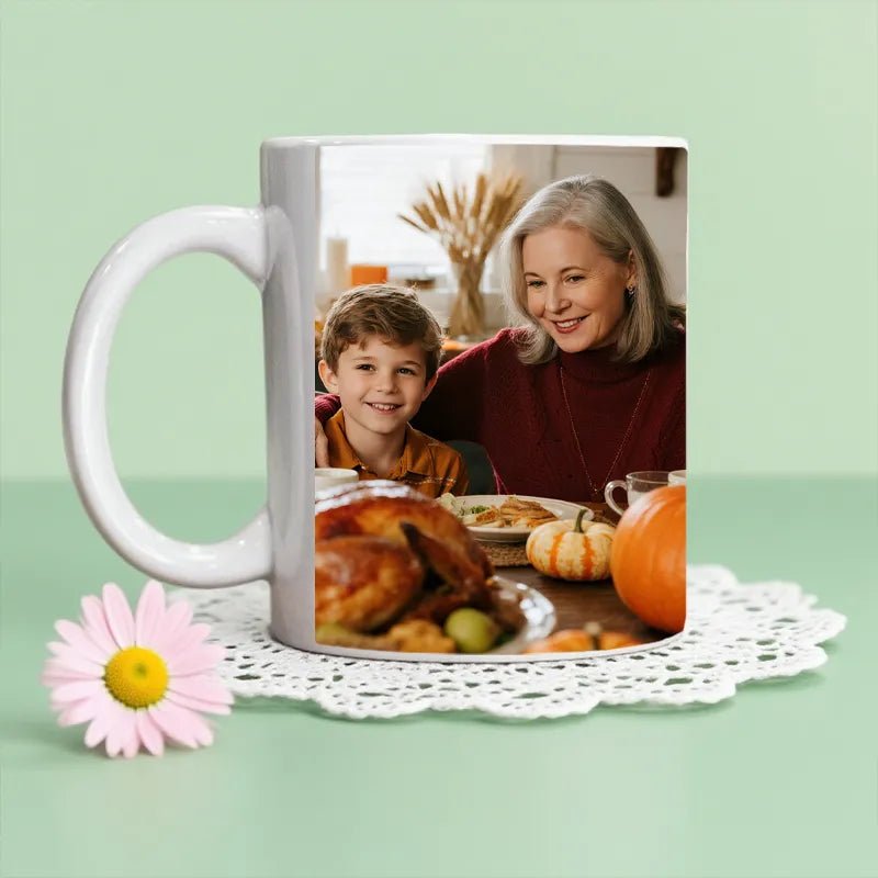 Custom Mug 12oz Thanksgiving Photo Gift PrintToucan - printtoucan