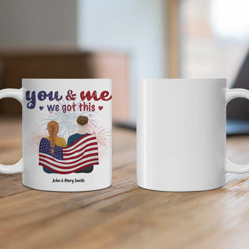 Custom Mug 4th Of July Couple Mug Personalized American Flag Coffee Cup Custom Name Gift PrintToucan