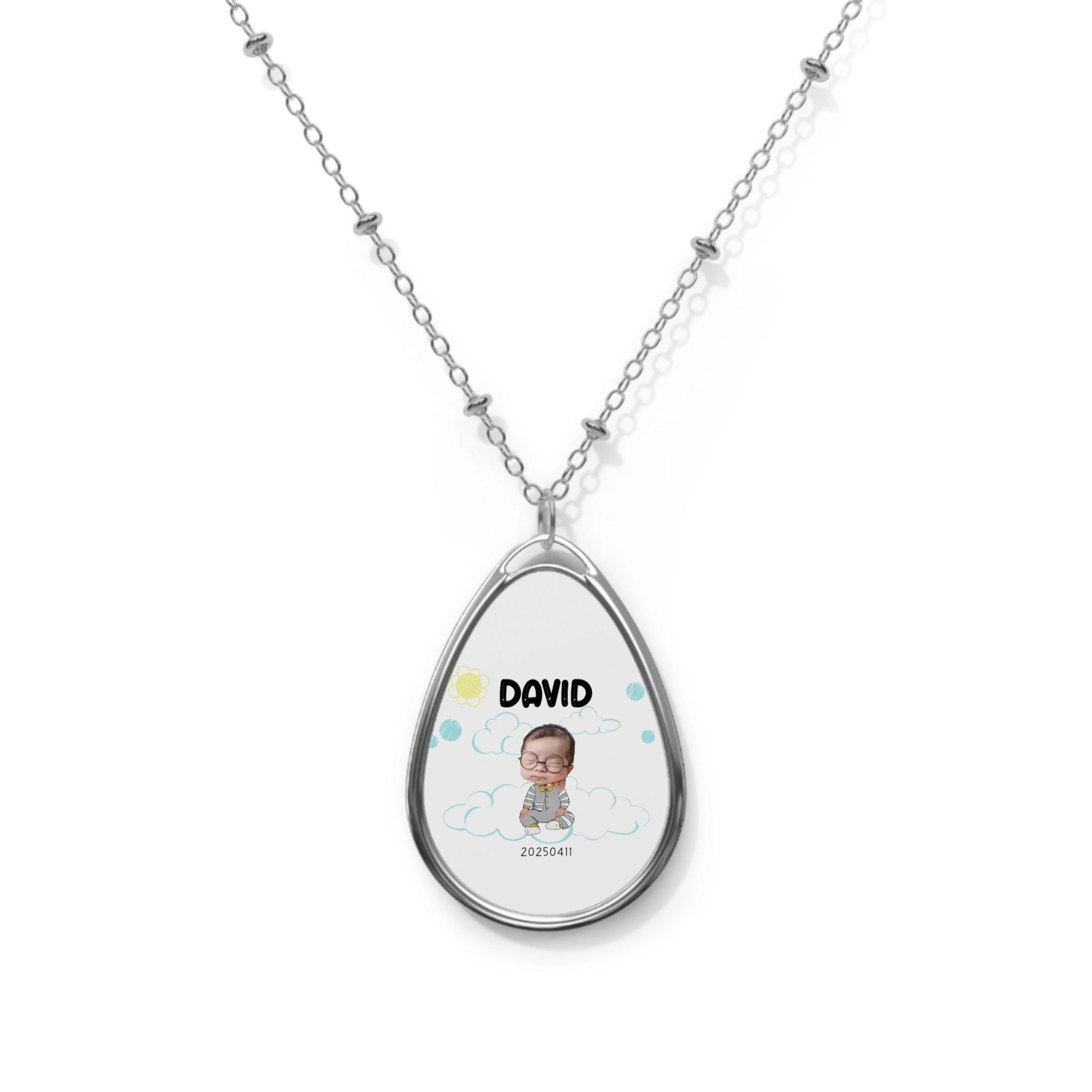 Custom Oval Necklace –Personalized Mother's Day Jewelry Gift - printtoucan