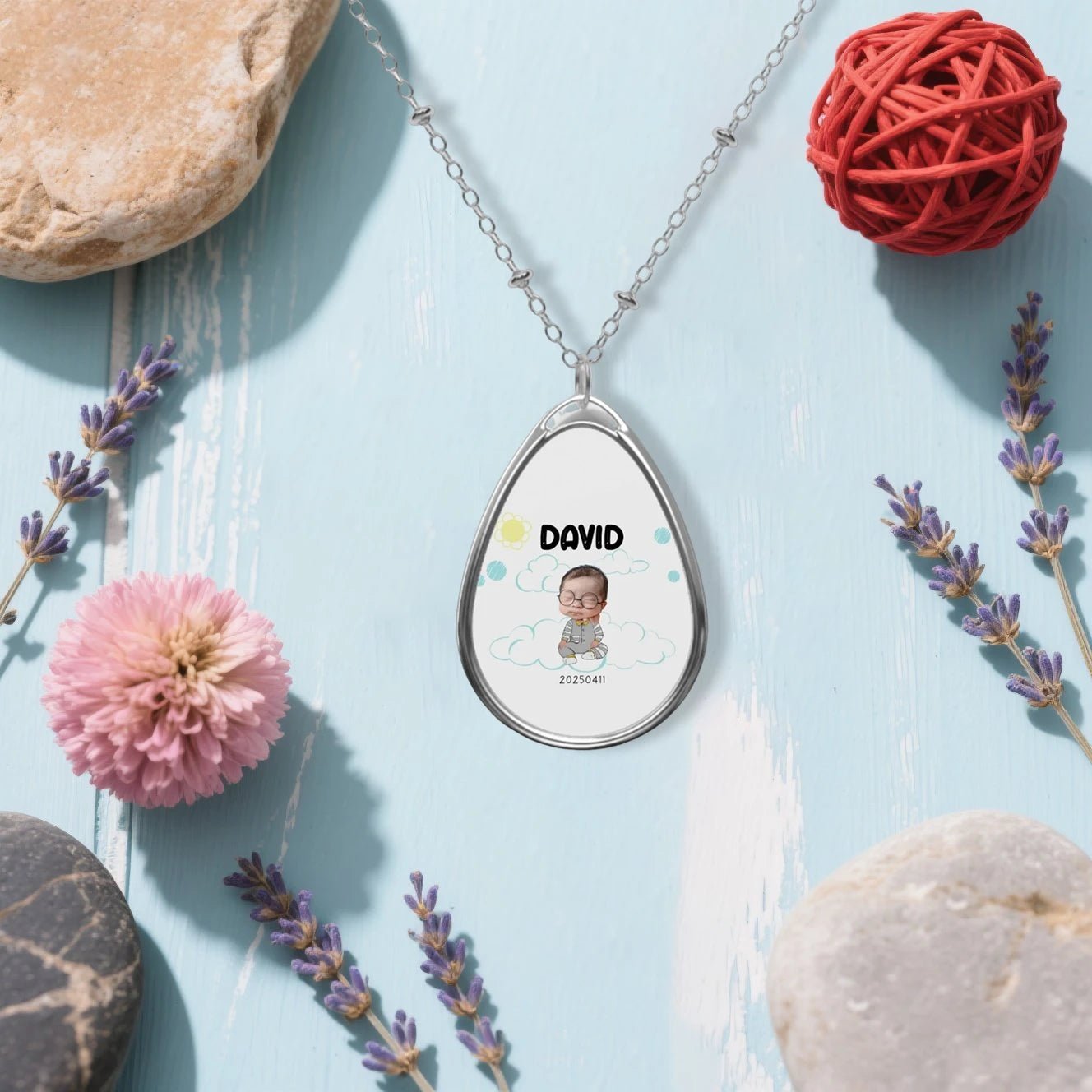 Custom Oval Necklace –Personalized Mother's Day Jewelry Gift - printtoucan