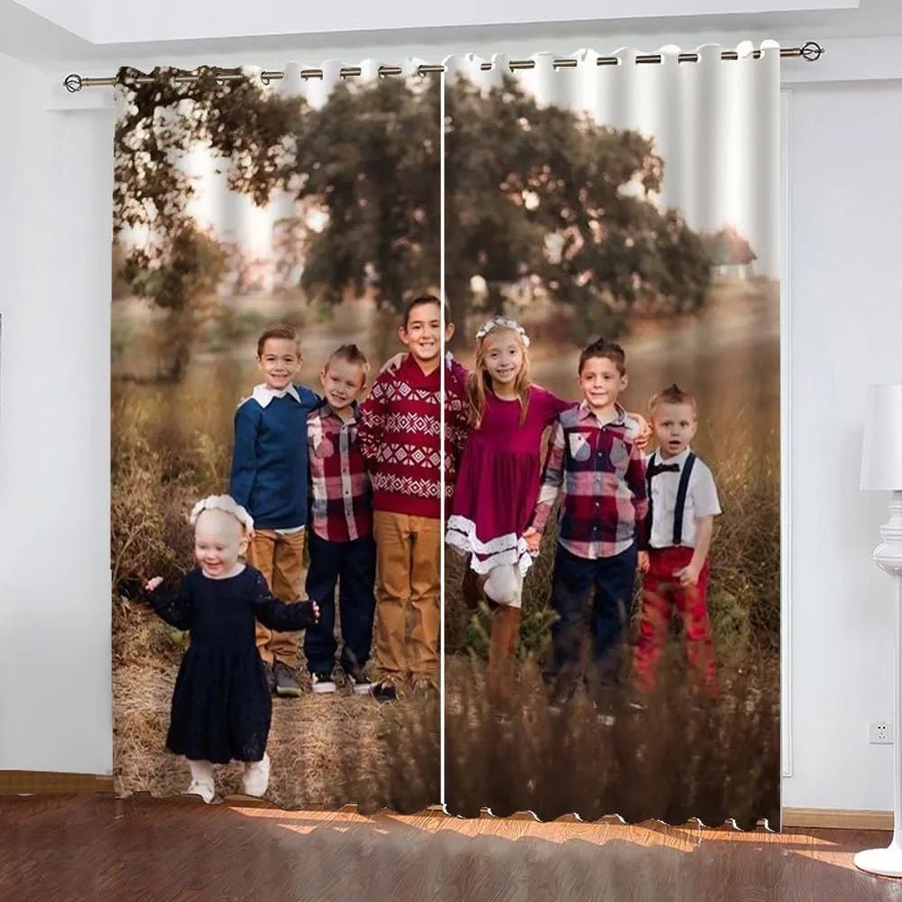Custom Perforated Curtain With Photo & Text – Holiday Theme Photo Prints Personalized | PrintToucan - PrintToucanHome Decor