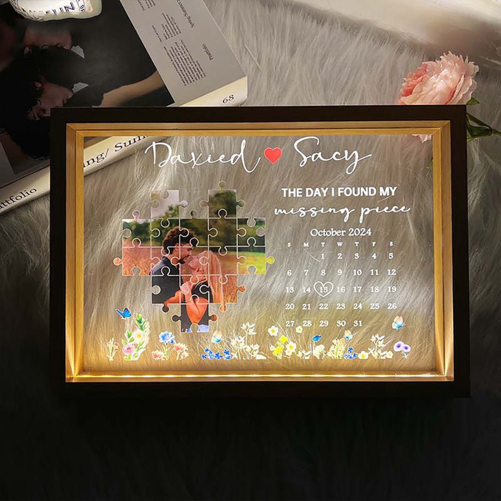 Custom Photo Puzzle Frame Valentines Day Beech Wood Personalized Picture Text Home Decor PrintToucan - PrintToucanValentine's Day Gifts