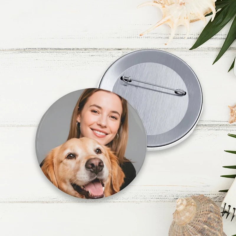 Custom Pins with Your Pet Photo Work Companion Collab with Beardice PrintToucan - printtoucan