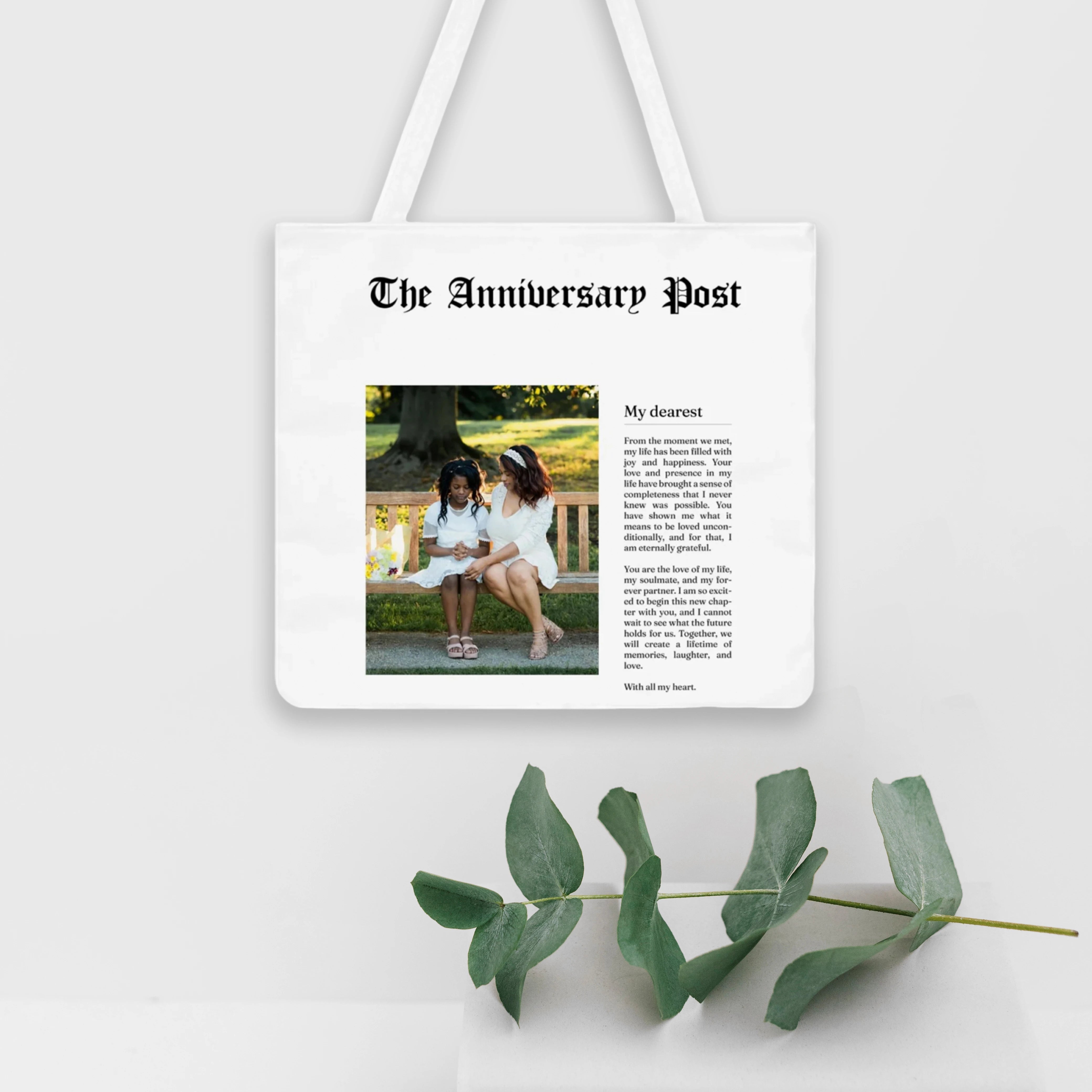 Custom Shoulder Tote Bag – The Anniversary Post Mother's Day Gift - printtoucan