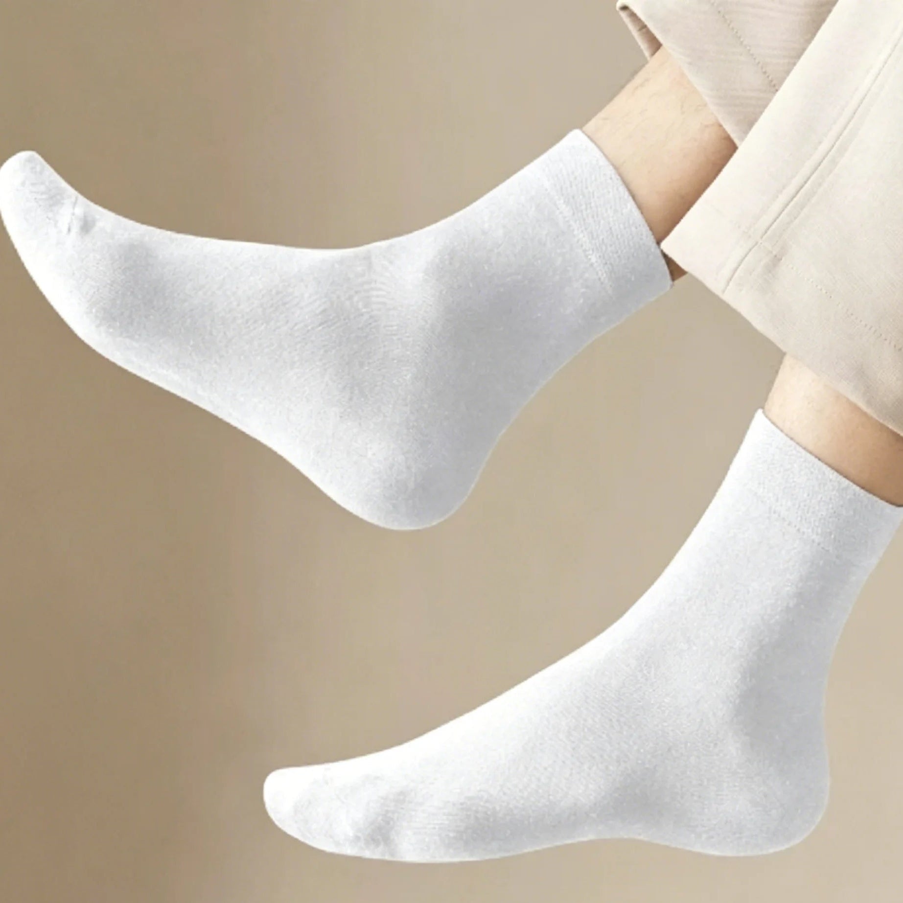 PrintToucan plain white cotton crew socks mockup, blank unisex mid calf socks for bulk custom logo printing, casual everyday socks for men and women