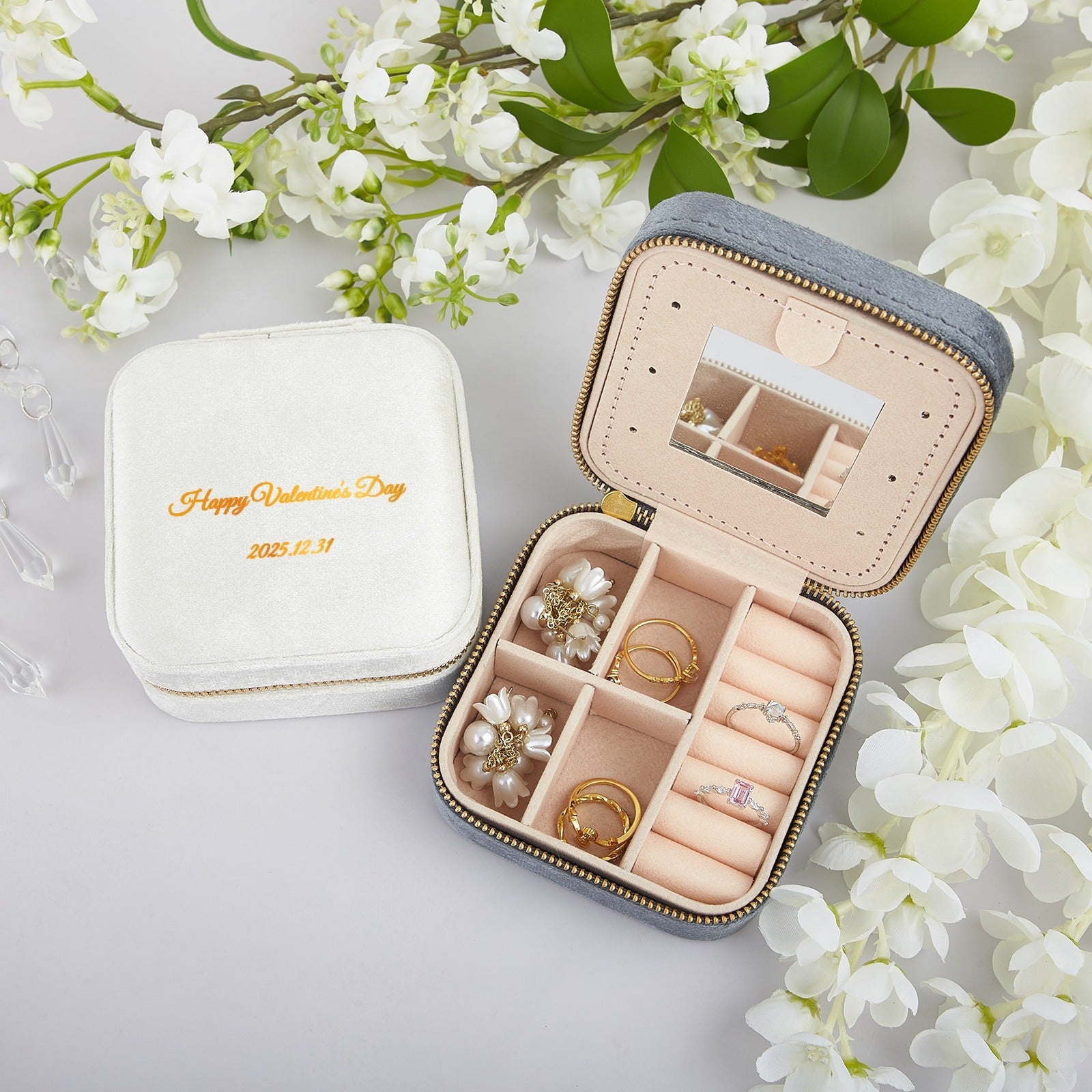 Custom Square Velvet Jewelry Box Valentine’s Day Velvet Text Personalized Gift Made In USA PrintToucan - PrintToucanValentine's Day Gifts