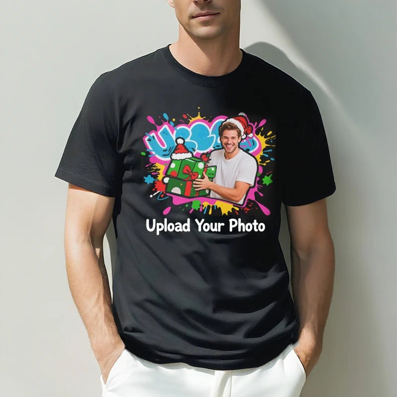 Custom tee 230g cotton short sleeve Photo Upload Christmas PrintToucan