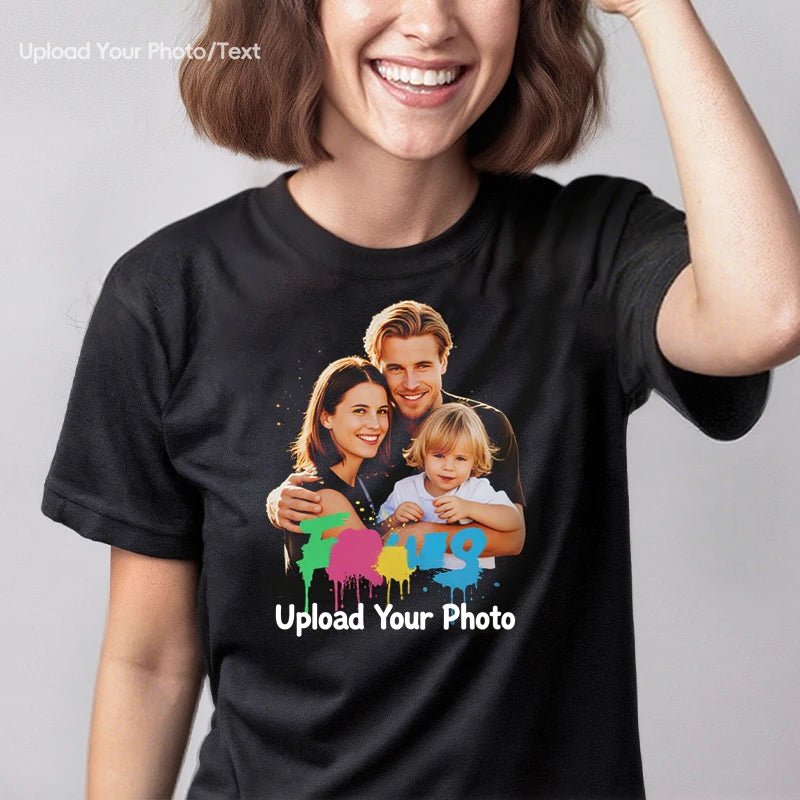 Custom Tee 230g Cotton Short Sleeve Photo Upload Family PrintToucan