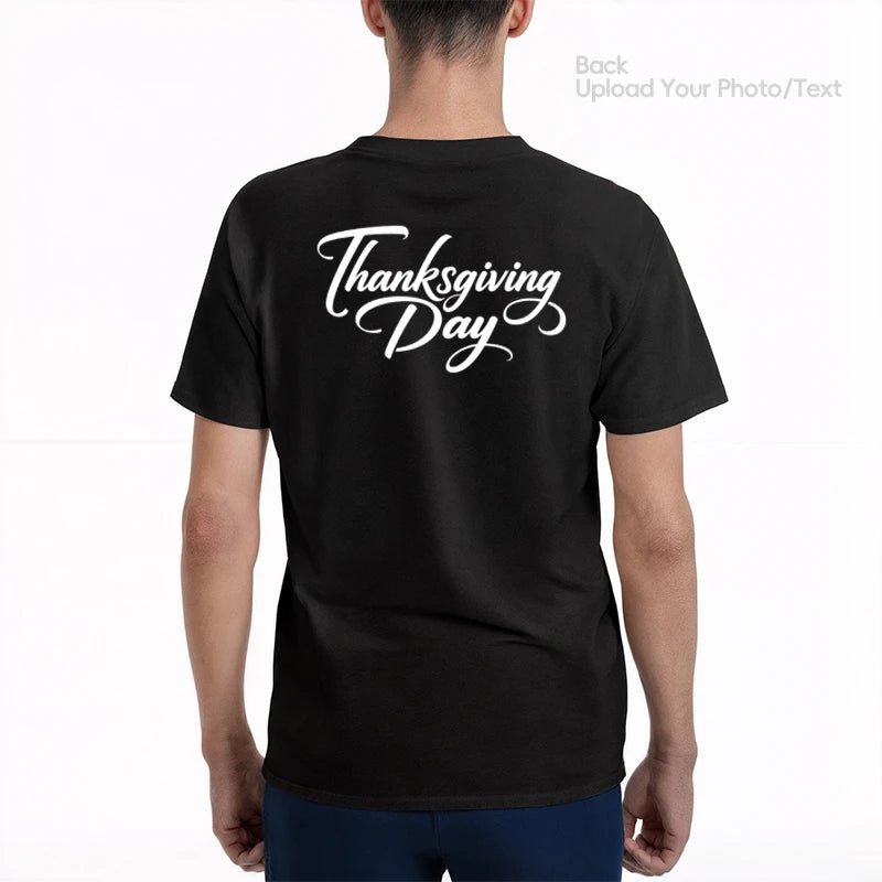 Custom Tee 230g Cotton Short Sleeve Photo Upload Thanksgiving Day PrintToucan