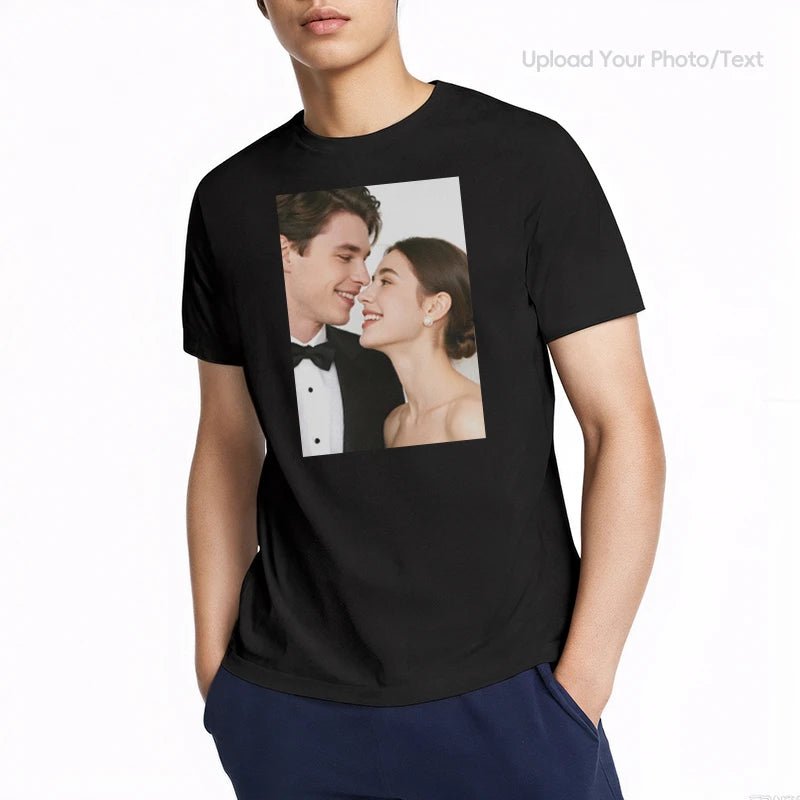 Custom Tee 230g Cotton Short Sleeve Photo Upload Wedding PrintToucan