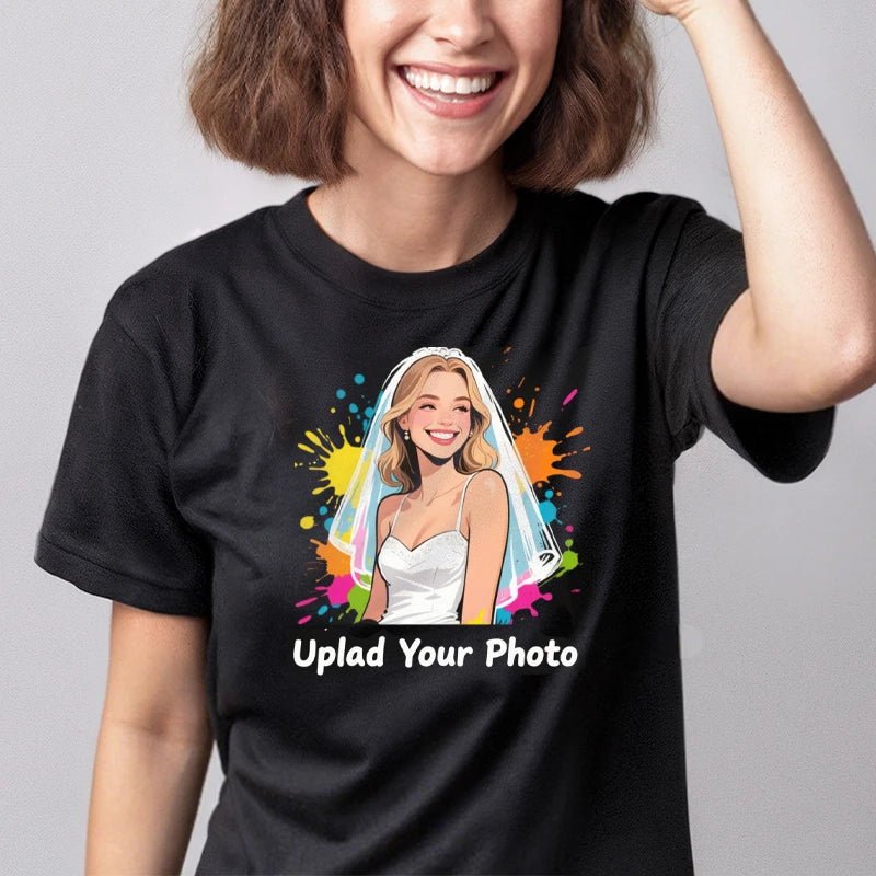 Custom Tee 230g Cotton Short Sleeve Photo Upload Wedding PrintToucan