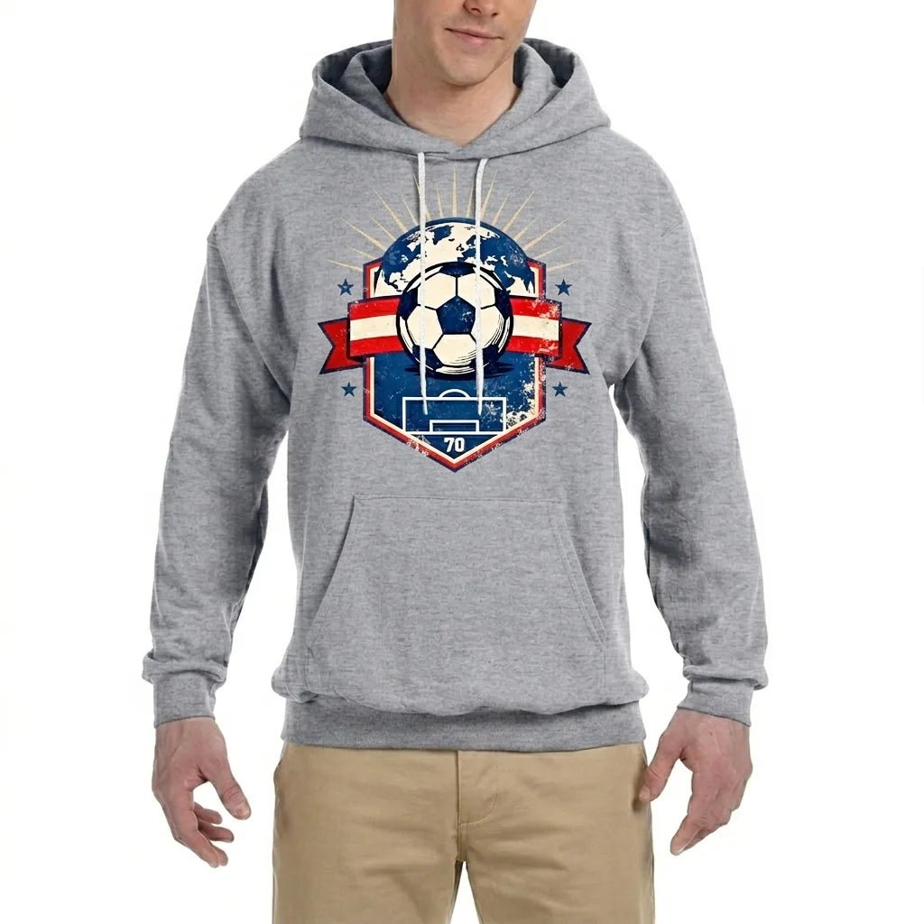 Soft and comfortable, this heather gray soccer hoodie feature