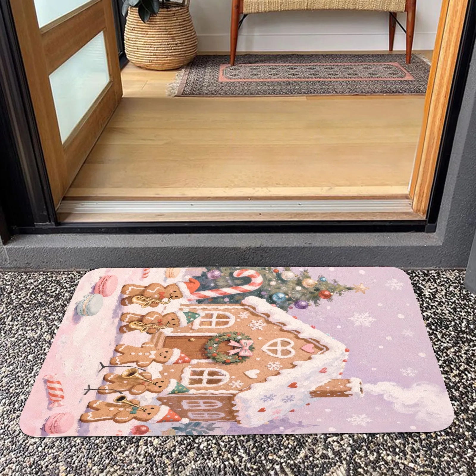 Doormat 640g Rubber Christmas Gingerbread Band Indoor Outdoor Mat – Outdoor Use – PrintToucan - PrintToucanChrismas Gift