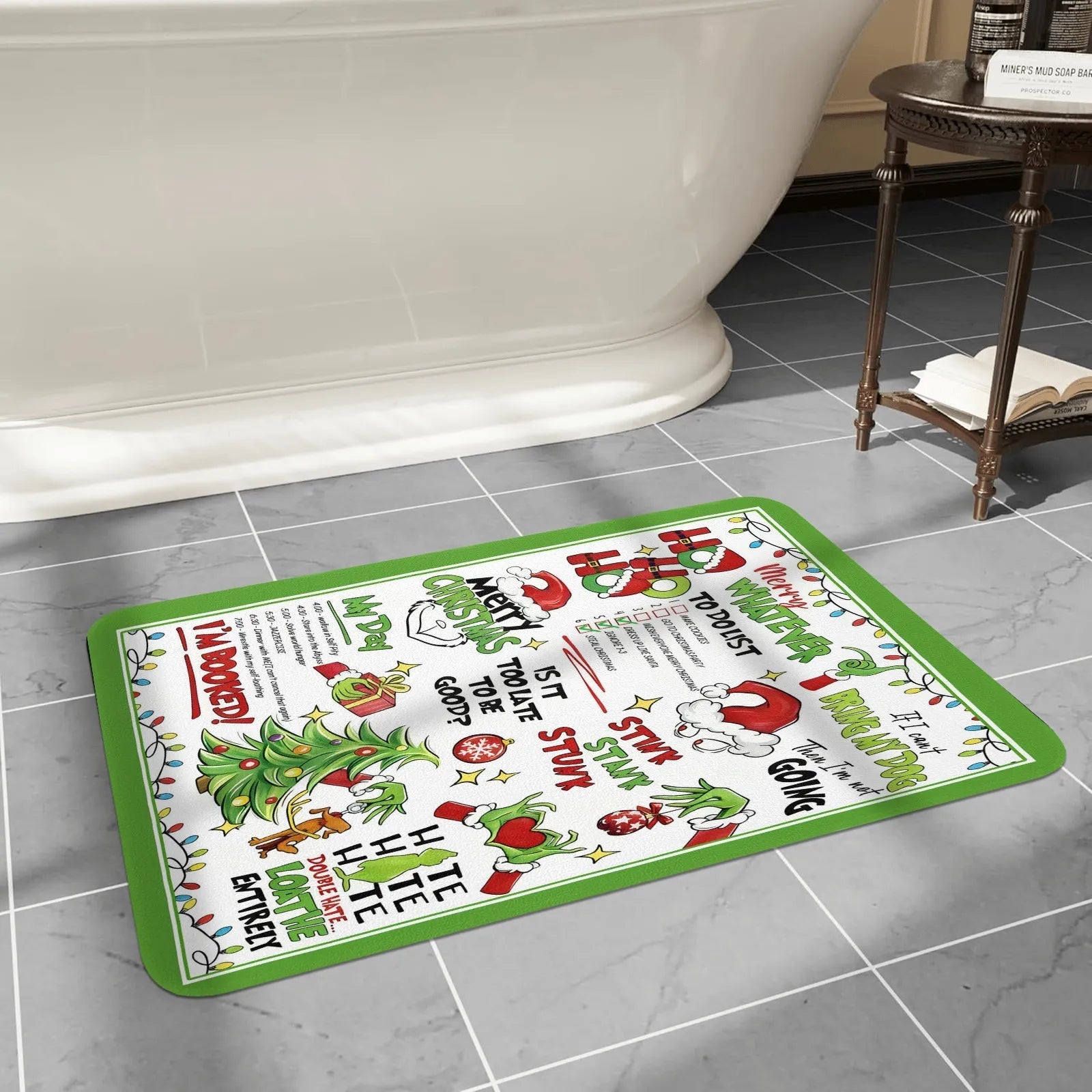 Doormat 640g Rubber Christmas Grinch Theme Outdoor Entry Decor Outdoor PrintToucan - PrintToucanChrismas Gift