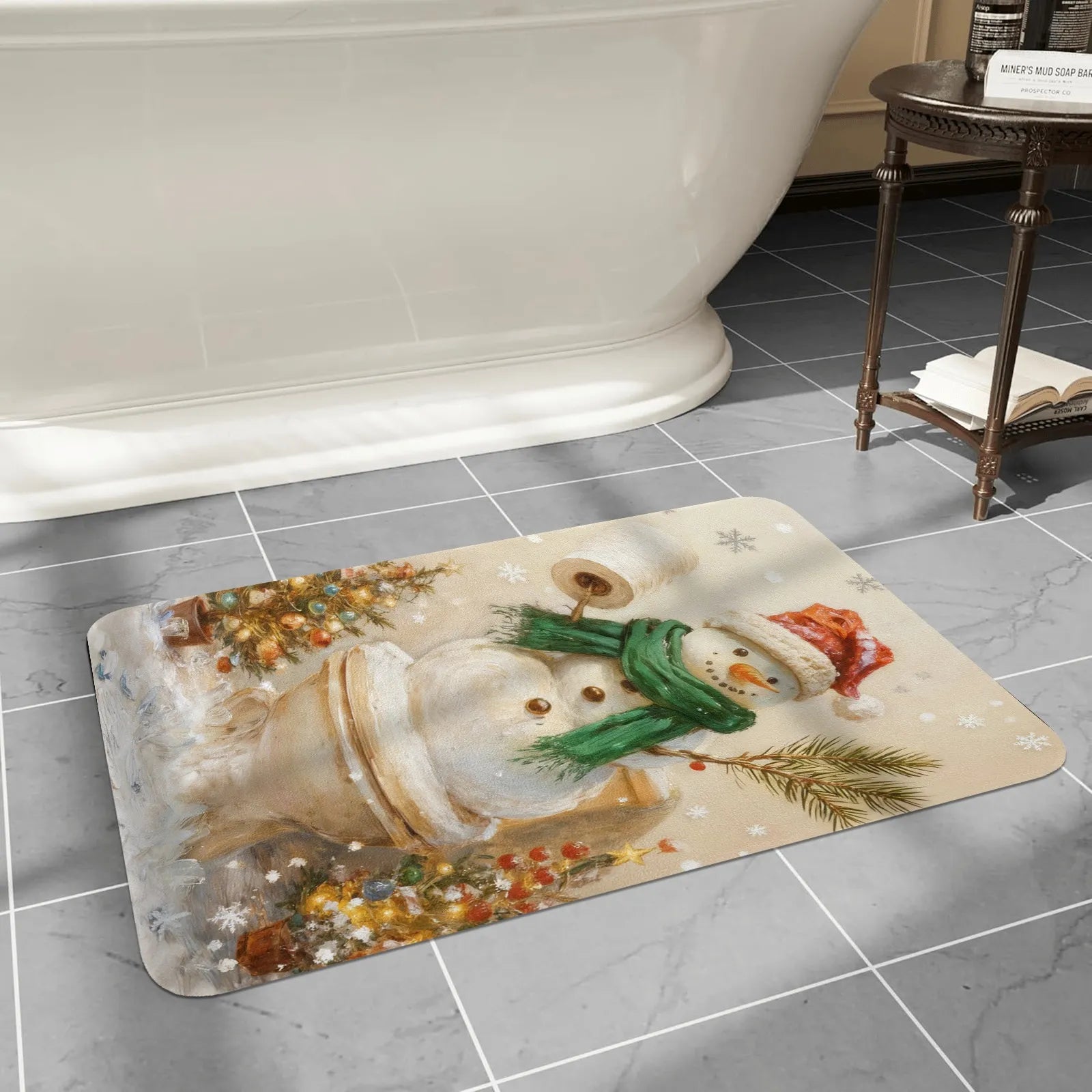 Doormat 640g Rubber Christmas Snowman Toilet Holiday Outdoor Floor Mat Funny Decor PrintToucan - PrintToucanChrismas Gift