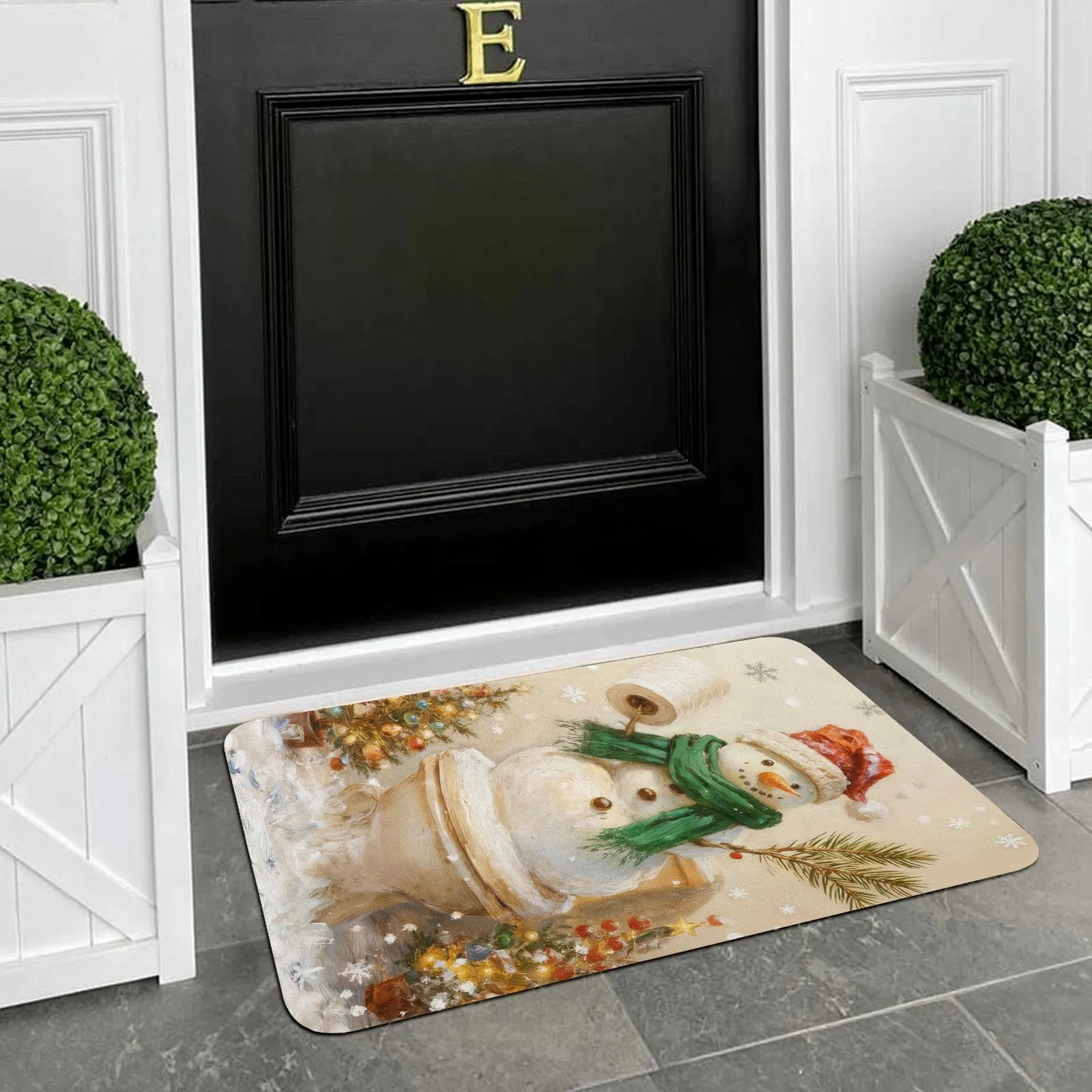 Doormat 640g Rubber Christmas Snowman Toilet Holiday Outdoor Floor Mat Funny Decor PrintToucan - PrintToucanChrismas Gift