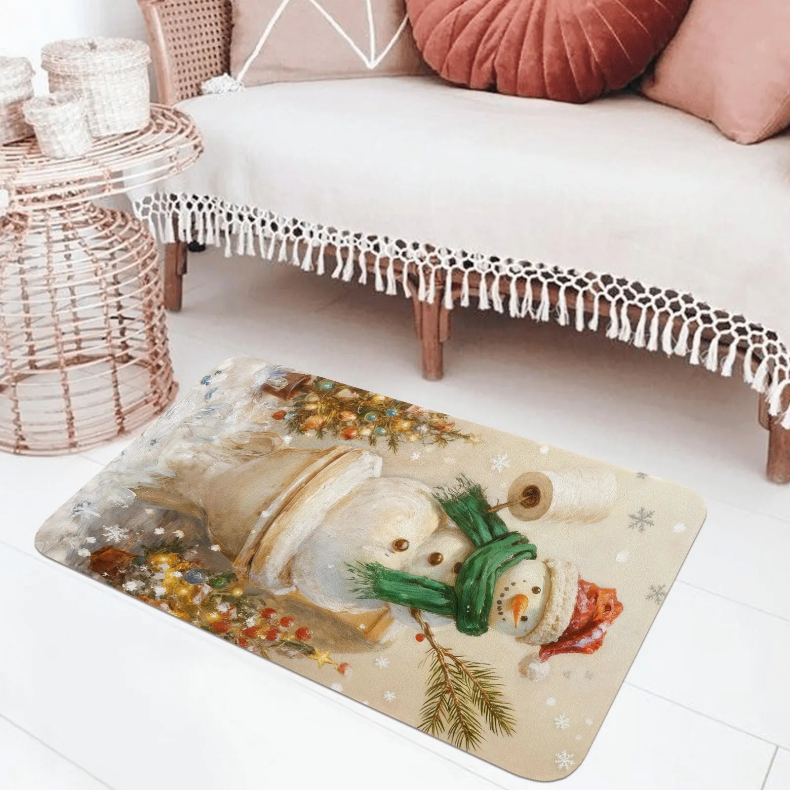 Doormat 640g Rubber Christmas Snowman Toilet Holiday Outdoor Floor Mat Funny Decor PrintToucan - PrintToucanChrismas Gift