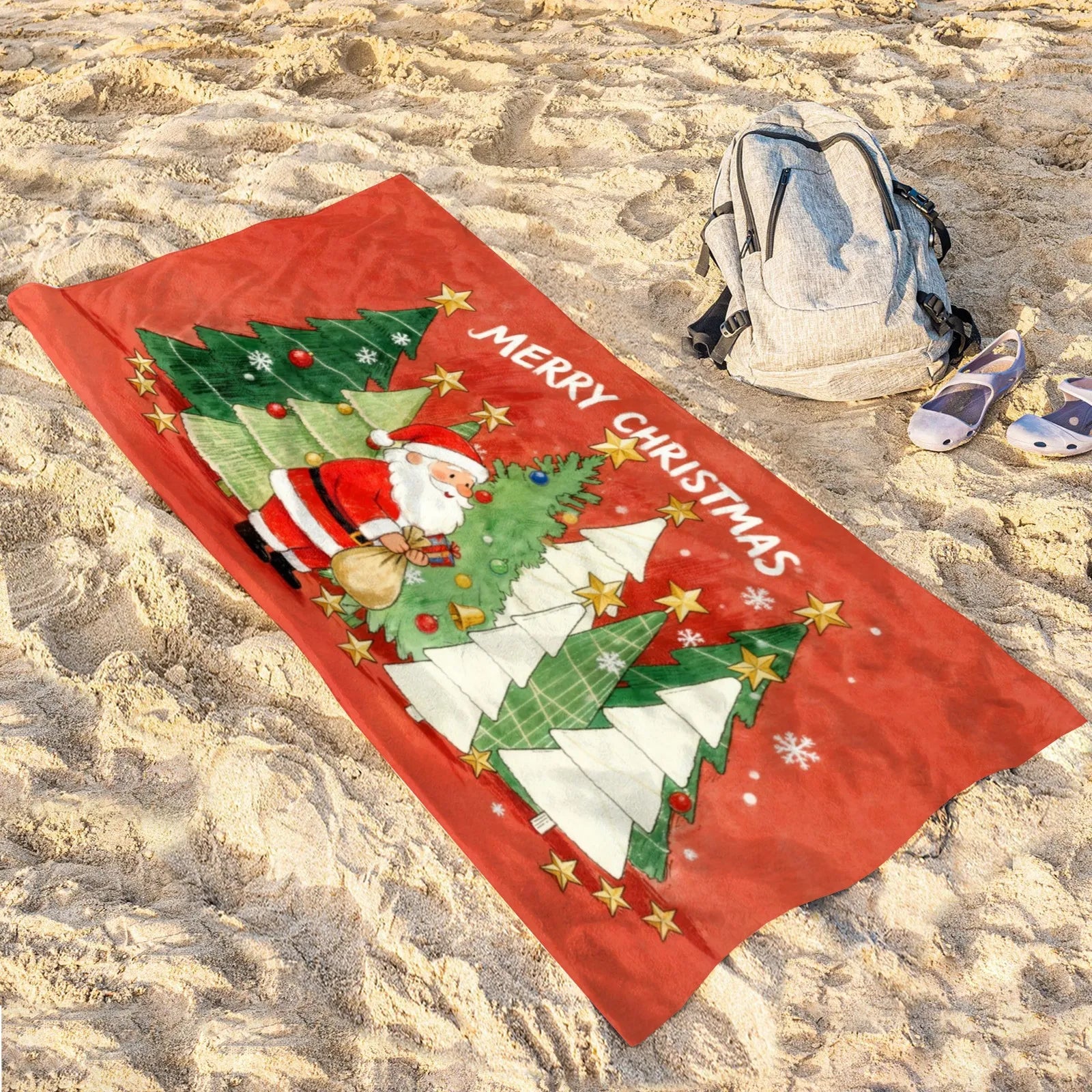 Large Bath Towel 310g Polyester Christmas Gingerbread Scene for Holiday Home Decor best absorbent bath towels by PrintToucan - PrintToucanChrismas Gift