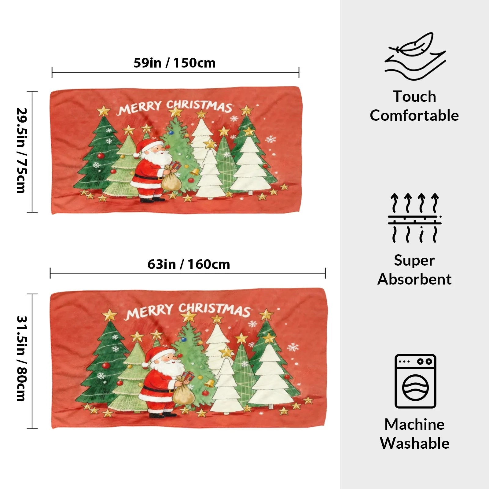 Large Bath Towel 310g Polyester Christmas Gingerbread Scene for Holiday Home Decor best absorbent bath towels by PrintToucan - PrintToucanChrismas Gift