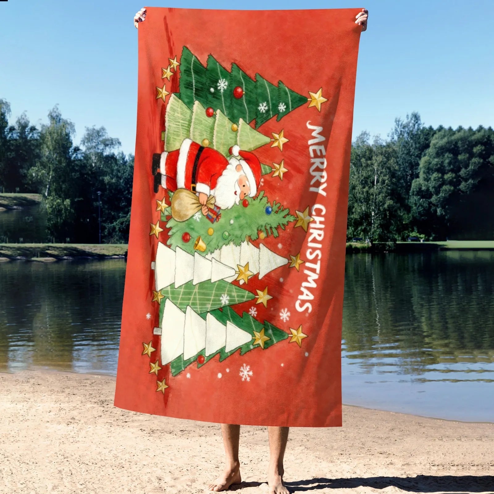 Large Bath Towel 310g Polyester Christmas Gingerbread Scene for Holiday Home Decor best absorbent bath towels by PrintToucan - PrintToucanChrismas Gift