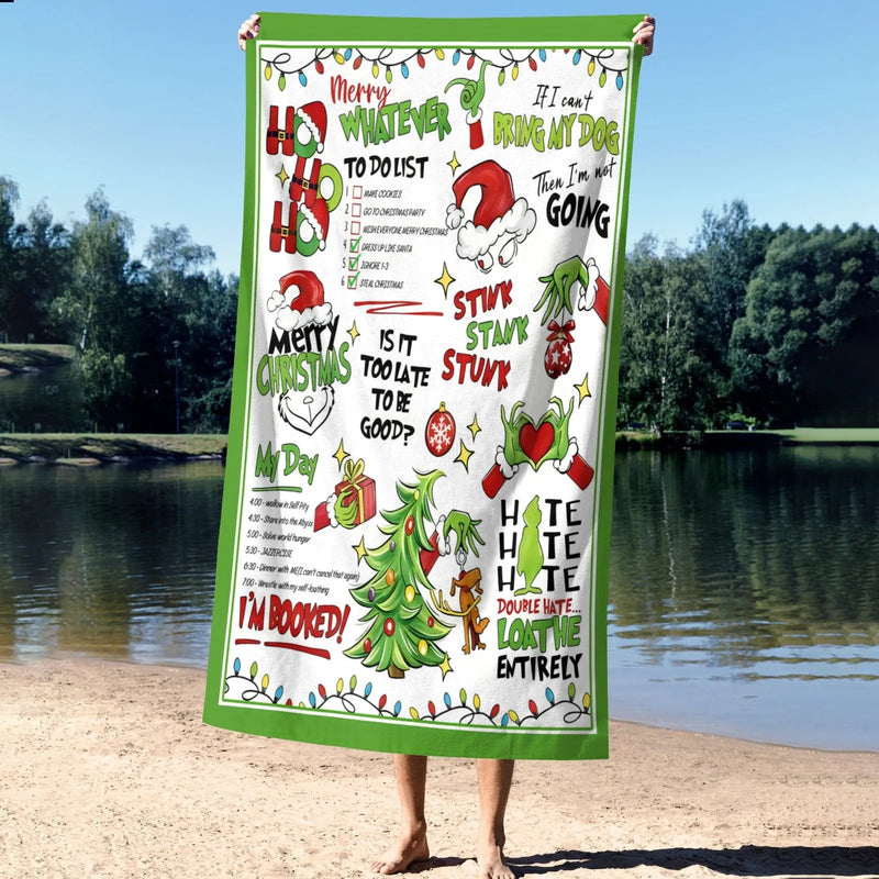 Large Bath Towel 310g Polyester Funny Christmas Holiday Design for Home Use best absorbent bath towels PrintToucan