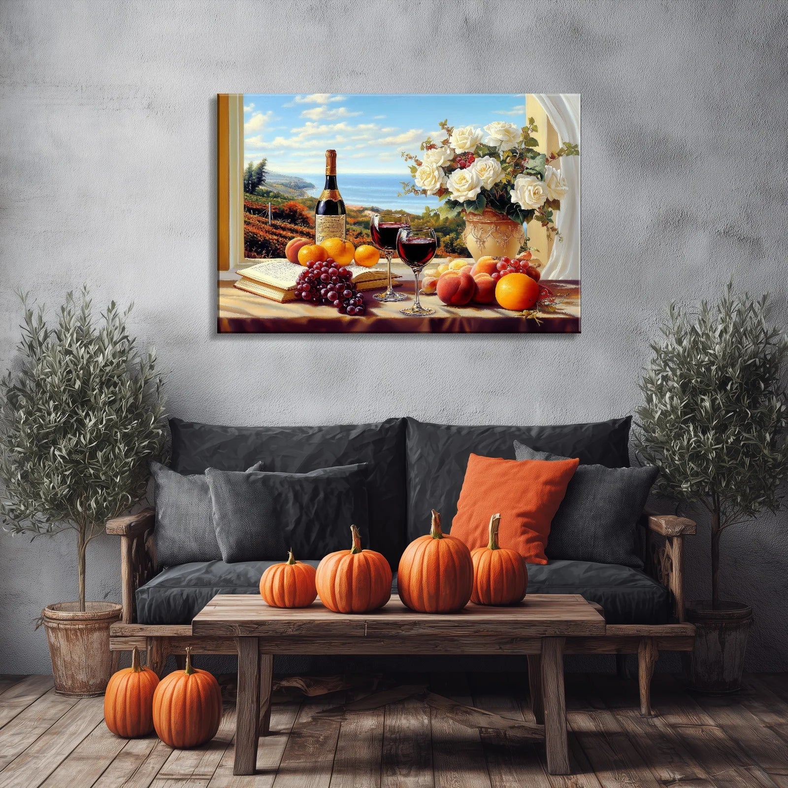 Mediterranean Wine & Roses Canvas Wall Art – Restaurant & Dining Room Décor | PrintToucan - PrintToucanCanvas Wall Art