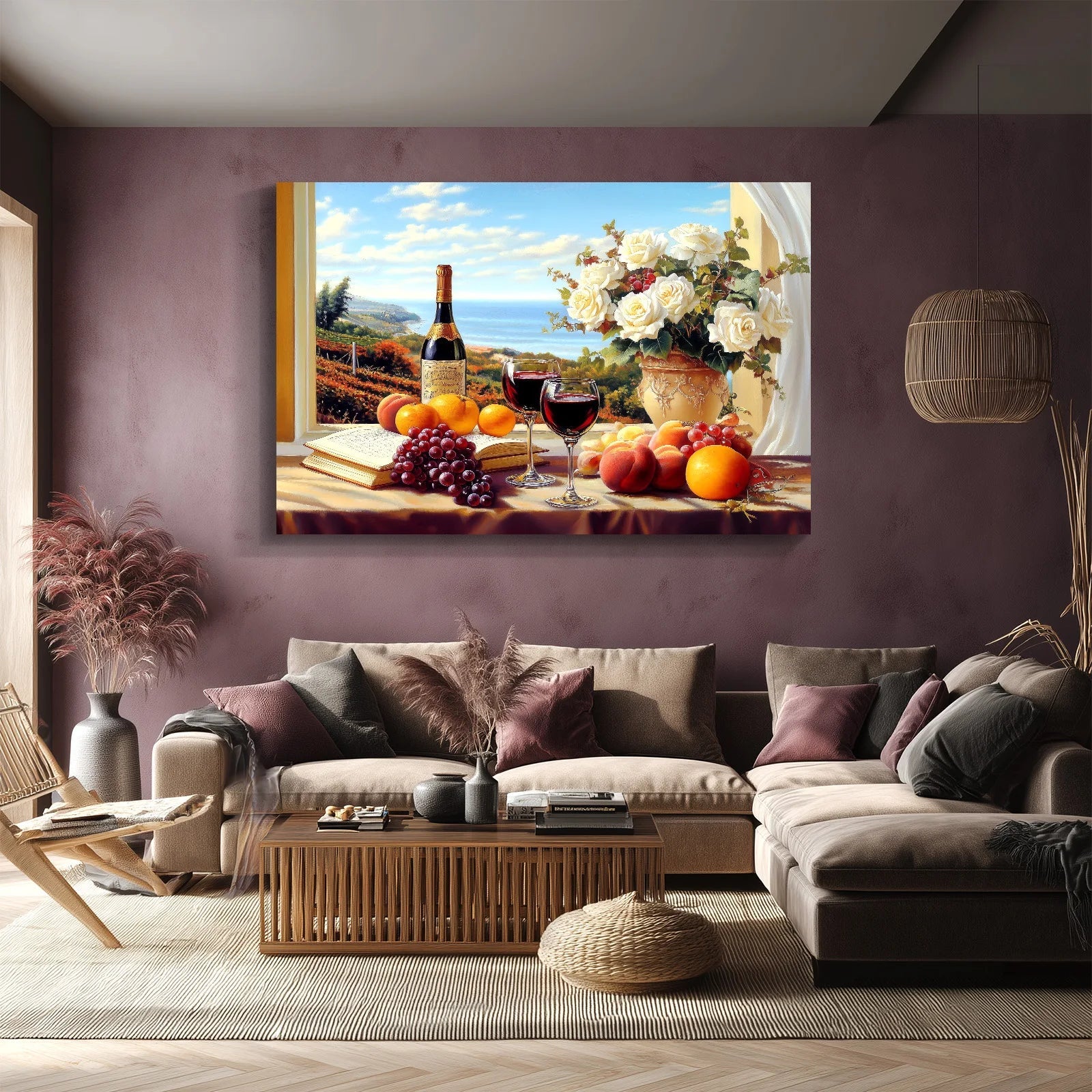 Mediterranean Wine & Roses Canvas Wall Art – Restaurant & Dining Room Décor | PrintToucan - PrintToucanCanvas Wall Art