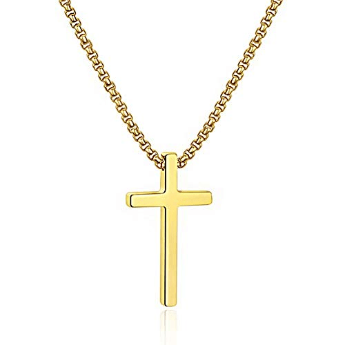 Minimalist Stainless Steel Cross Necklace Religious Faith Jewelry For Men Women PrintToucan - PrintToucanChristianCROSS-GLD-60