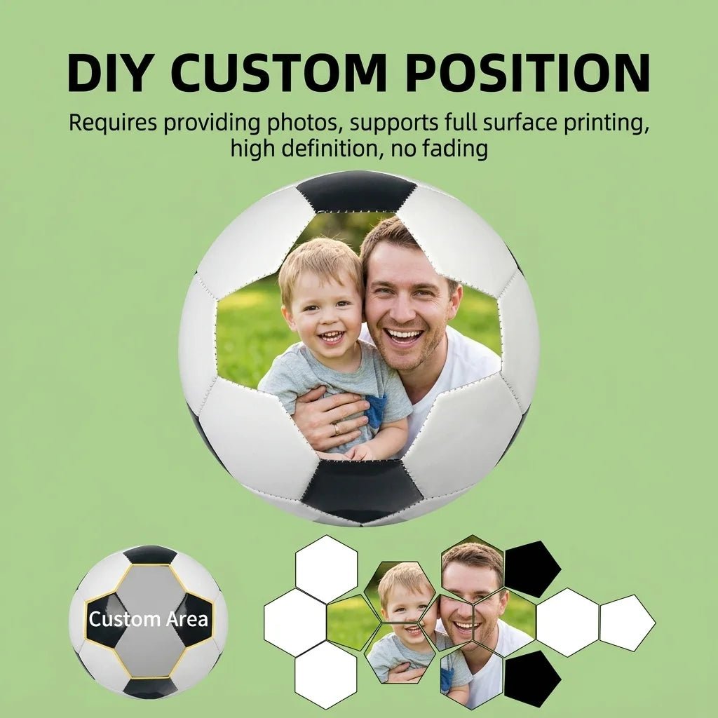 This custom DIY soccer ball supports full-surface high-definition photo printing, allowing you to add your favorite photos to create a unique personalized football perfect for gifts, sports collections, and commemorative keepsakes.