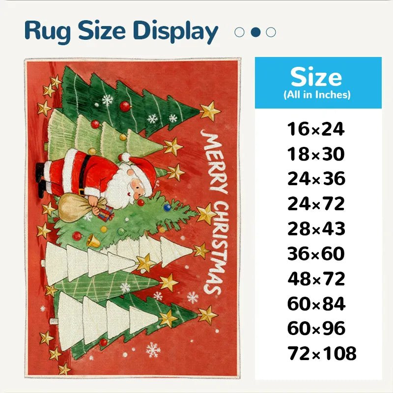 Rug Washable Backing Spun Cashmere Christmas Theme Santa & Tree Illustration Home Decor Rug Cleaning PrintToucan - PrintToucanChrismas Gift