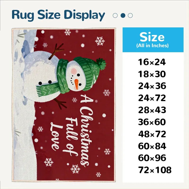 Rug Washable Backing Spun Cashmere Christmas Theme Snowman Illustration Rug Cleaning PrintToucan - PrintToucanChrismas Gift