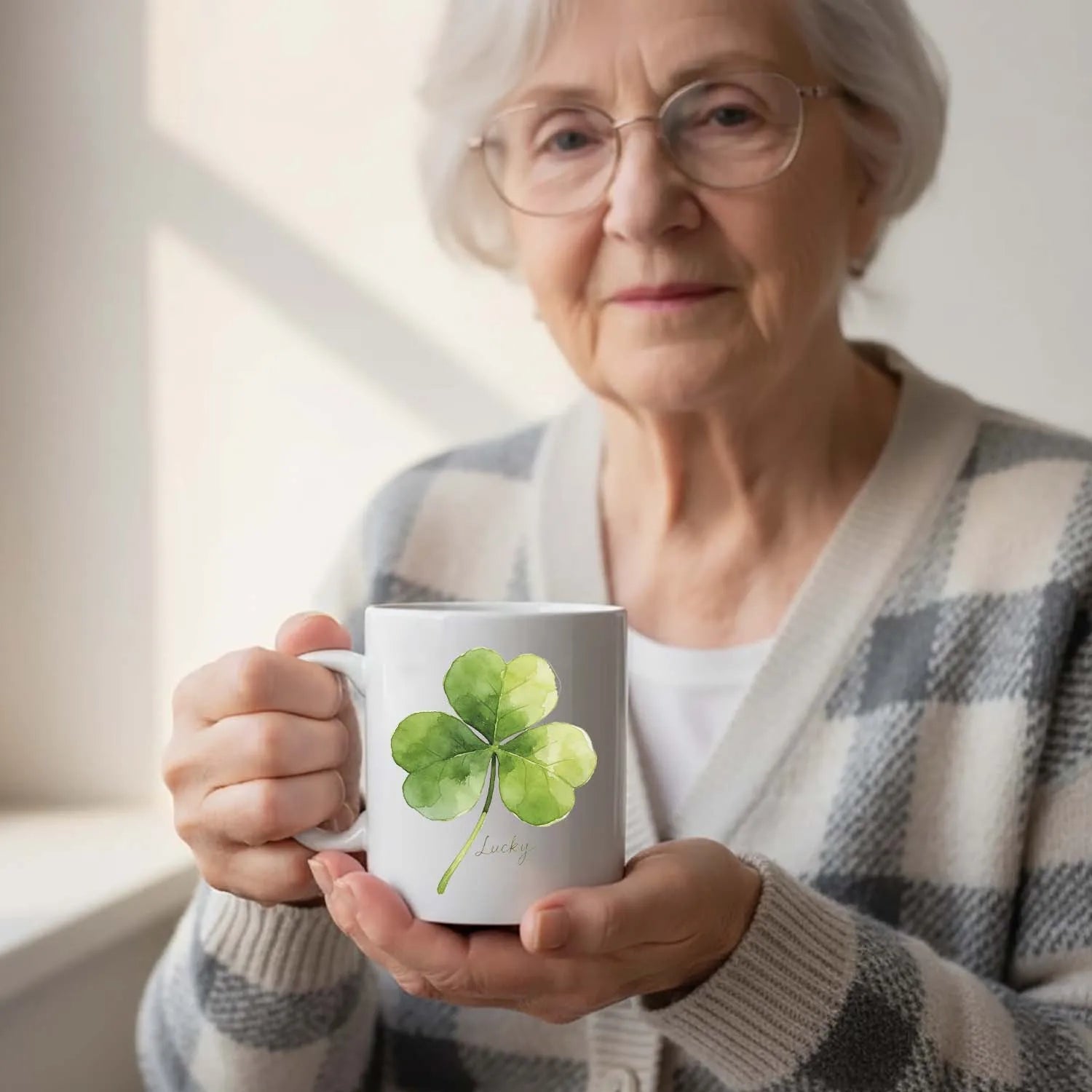 St. Patrick's Day Mug Watercolor Four Leaf Clover Lucky Shamrock Ceramic Coffee Tea Cup Irish Holiday Gift PrintToucan - PrintToucanSt. Patrick’s DayPT-MUG-11OZ-LOVERS