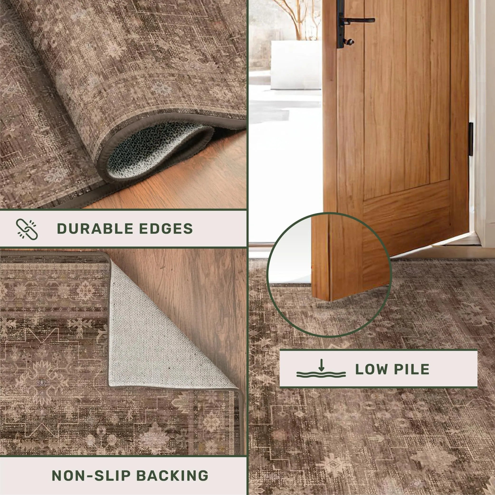Warm Taupe Distressed Traditional Area Rug Neutral Vintage Oriental Floor Covering PrintToucan - PrintToucanRugPrinttoucan-16" x 24"