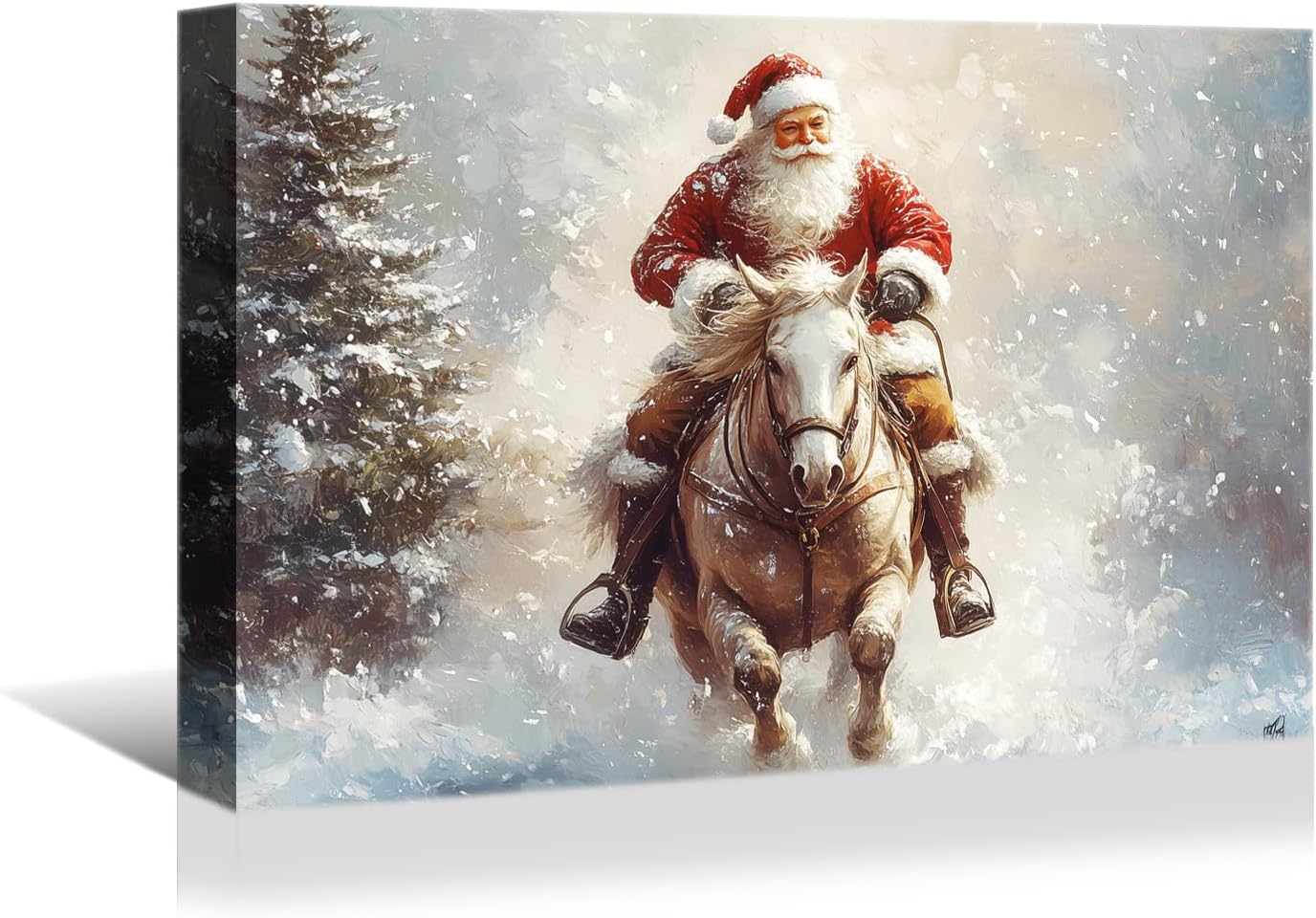 YONICA Christmas Wall Decor Santa Canvas Wall Art Home Decorations 36x24 Inches - Santa Pictures Jesus Prints Winter Painting Xmas Artworks for Living Room Bedroom - PrintToucanYKSDT718-16"L x 12"W