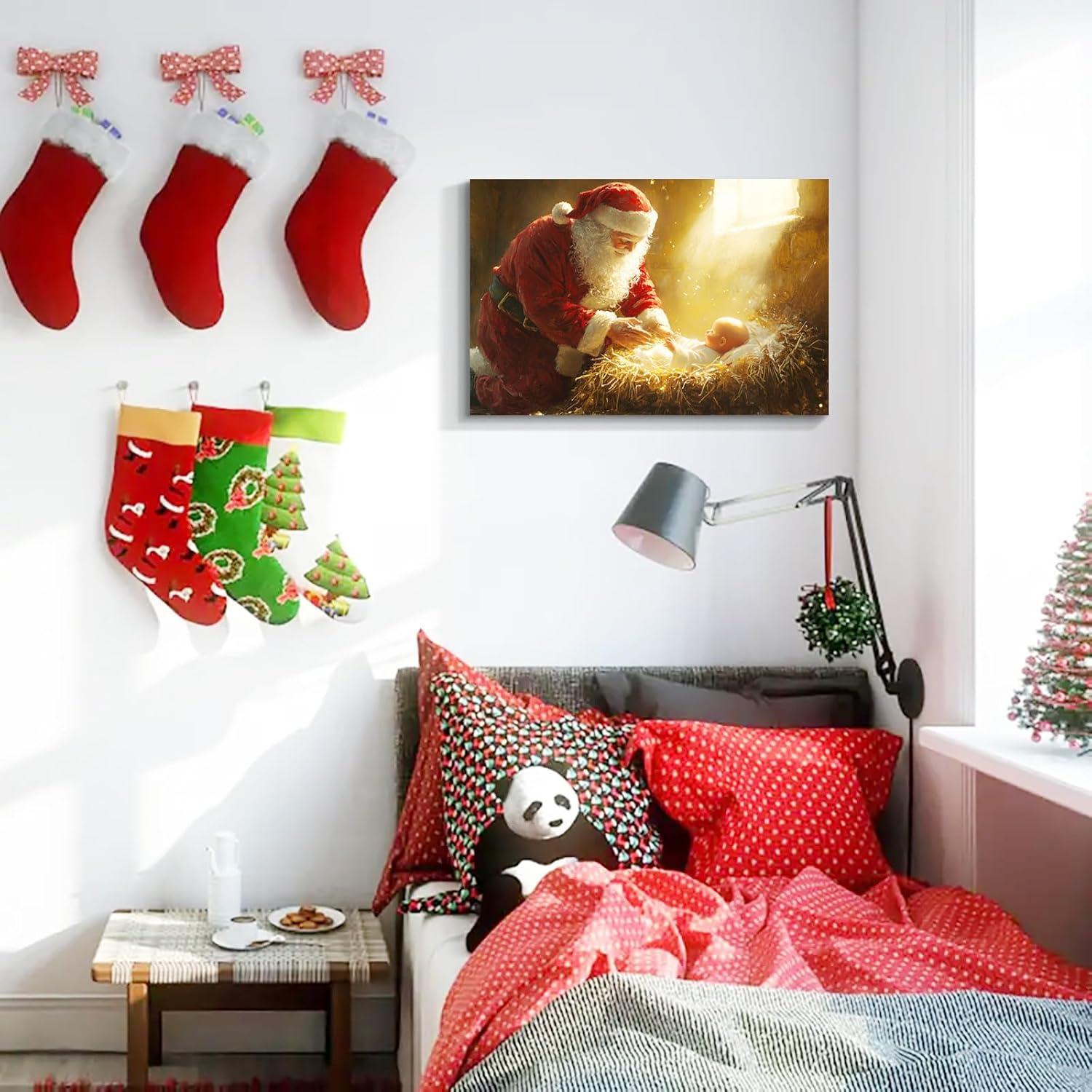 YONICA Christmas Wall Decor Santa Canvas Wall Art Home Decorations 36x24 Inches - Santa Pictures Jesus Prints Winter Painting Xmas Artworks for Living Room Bedroom - PrintToucanYKSDT701-16"L x 12"W
