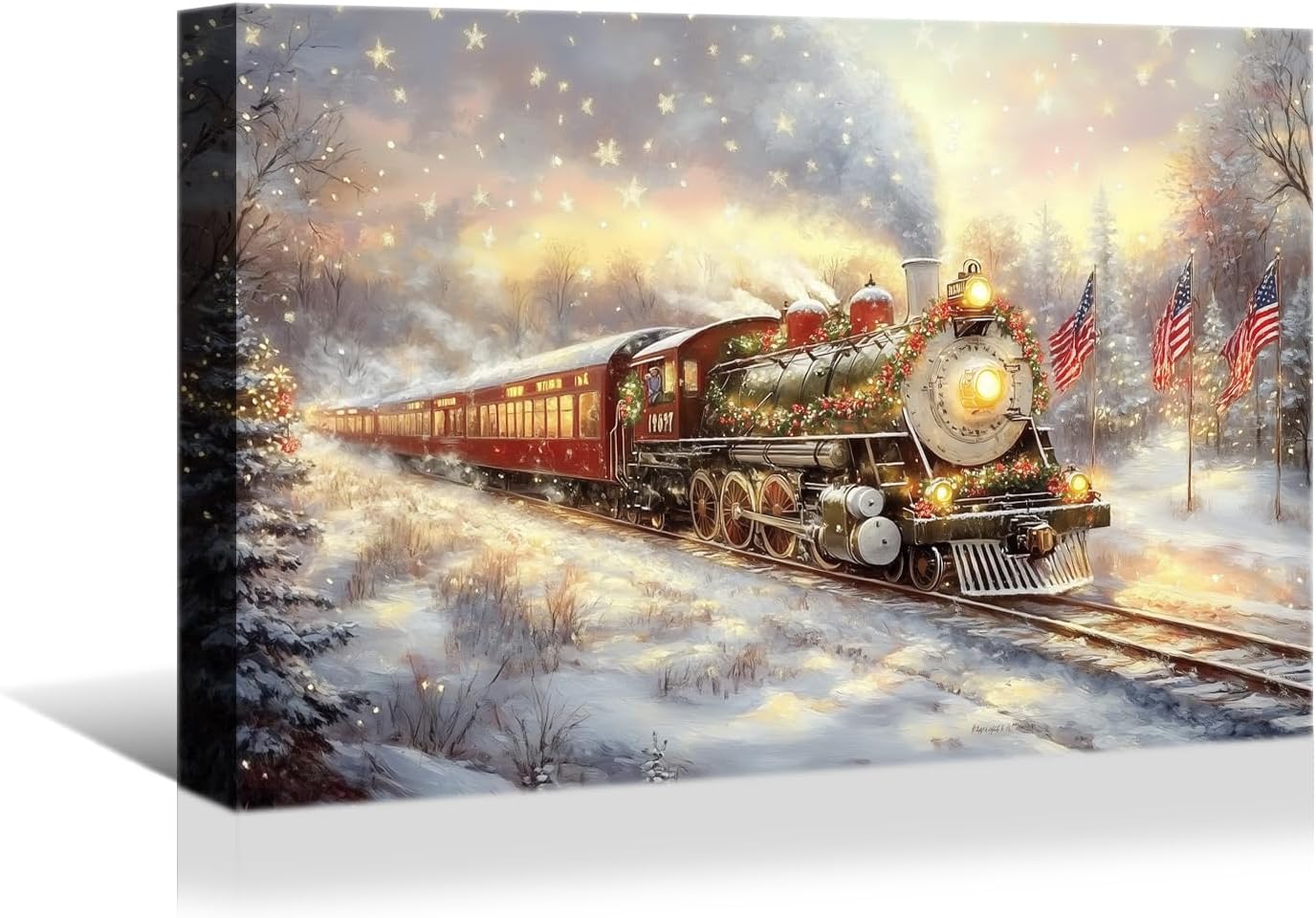 YONICA Christmas Wall Decor Santa Canvas Wall Art Home Decorations 36x24 Inches - Santa Pictures Jesus Prints Winter Painting Xmas Artworks for Living Room Bedroom - PrintToucanYKSDT744-16"L x 12"W